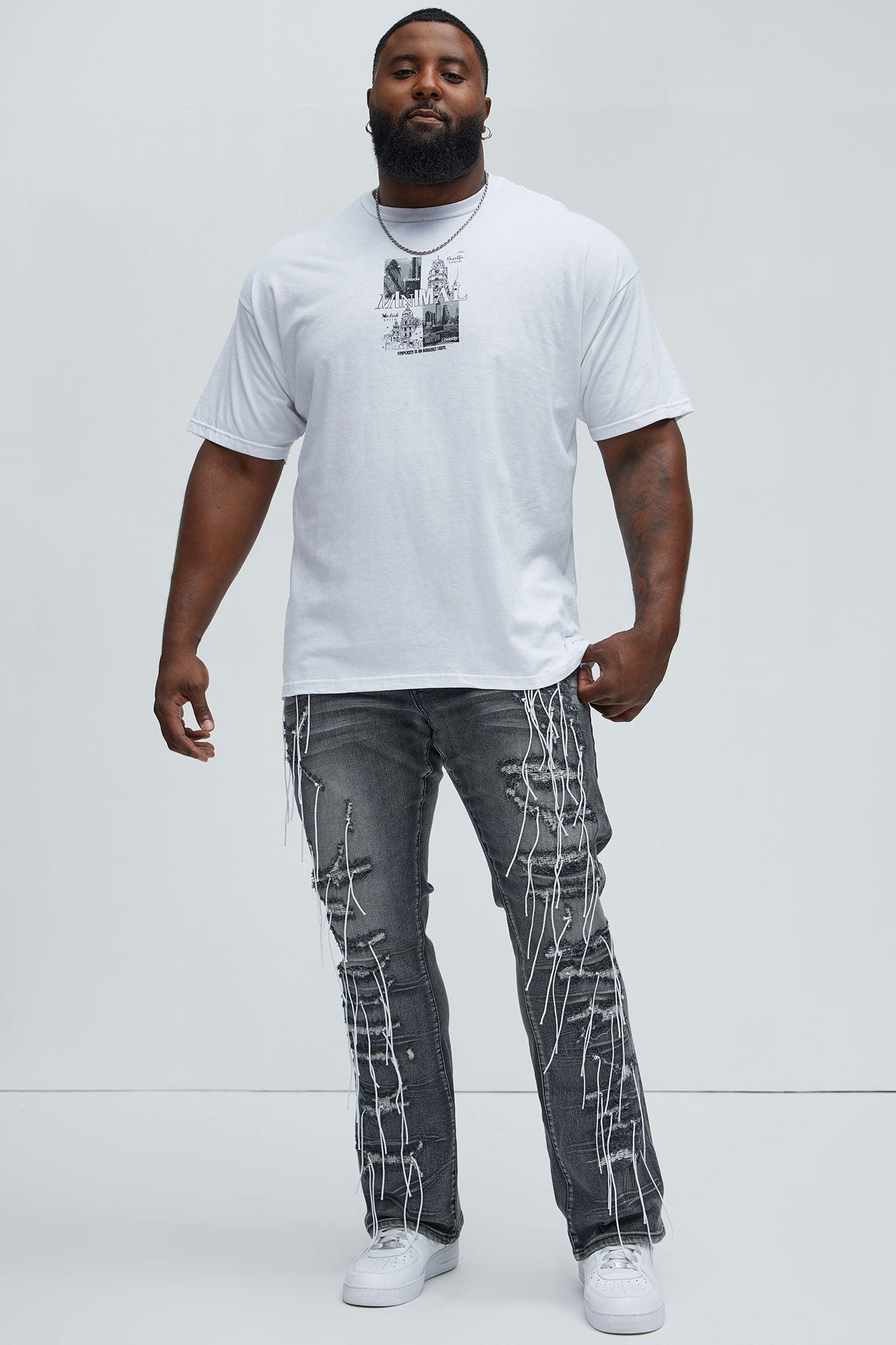Morant Frayed Stacked Skinny Flare Jeans - Black Wash Product Image
