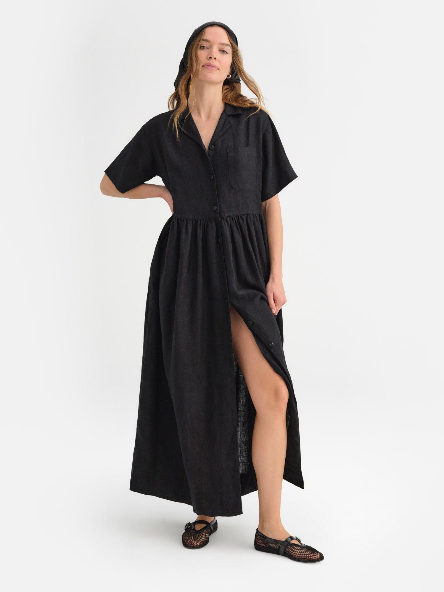 Organic Linen Shirt Dress Female Product Image