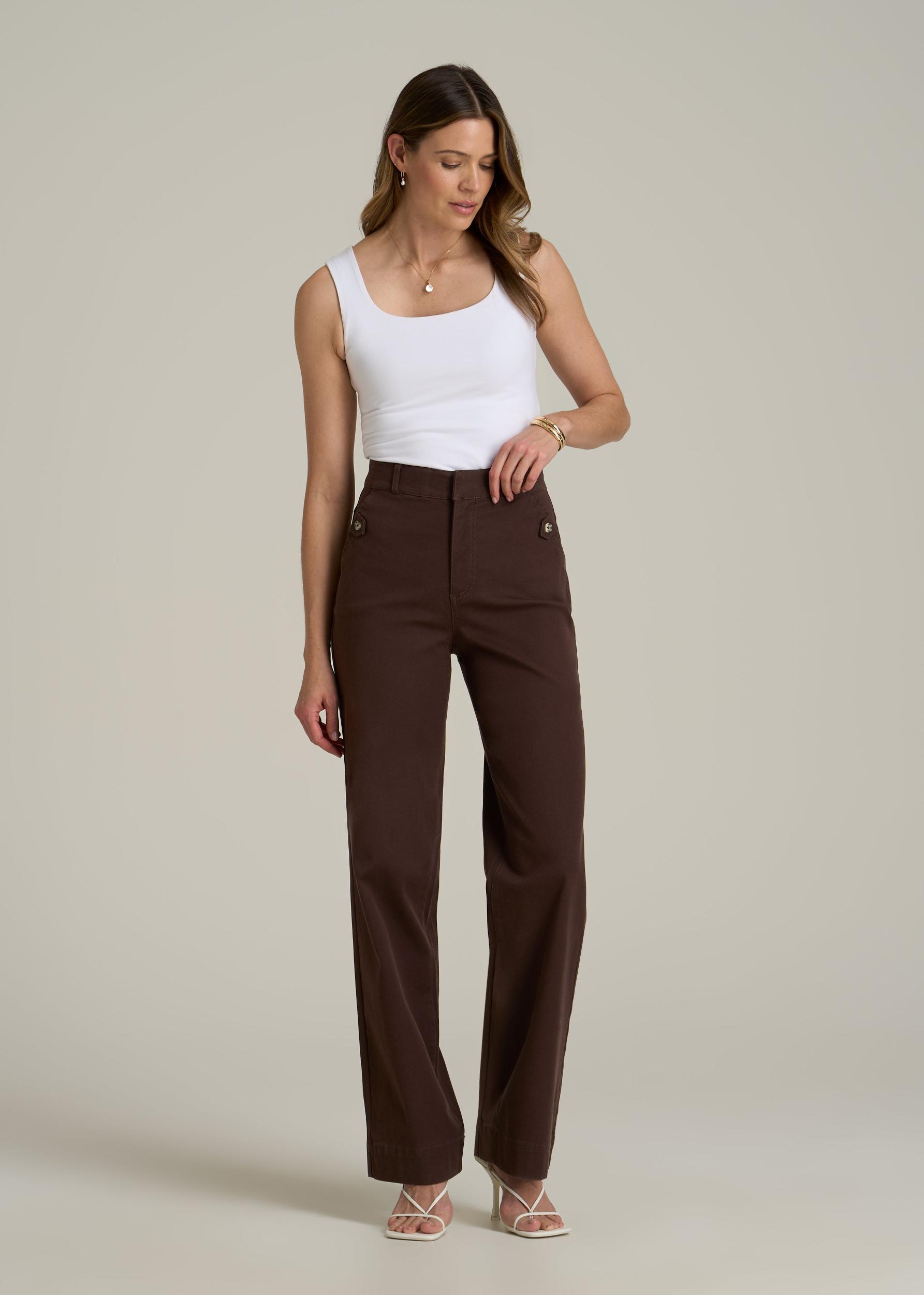 Stretch Twill Wide Leg Pant for Tall Women in Espresso Product Image