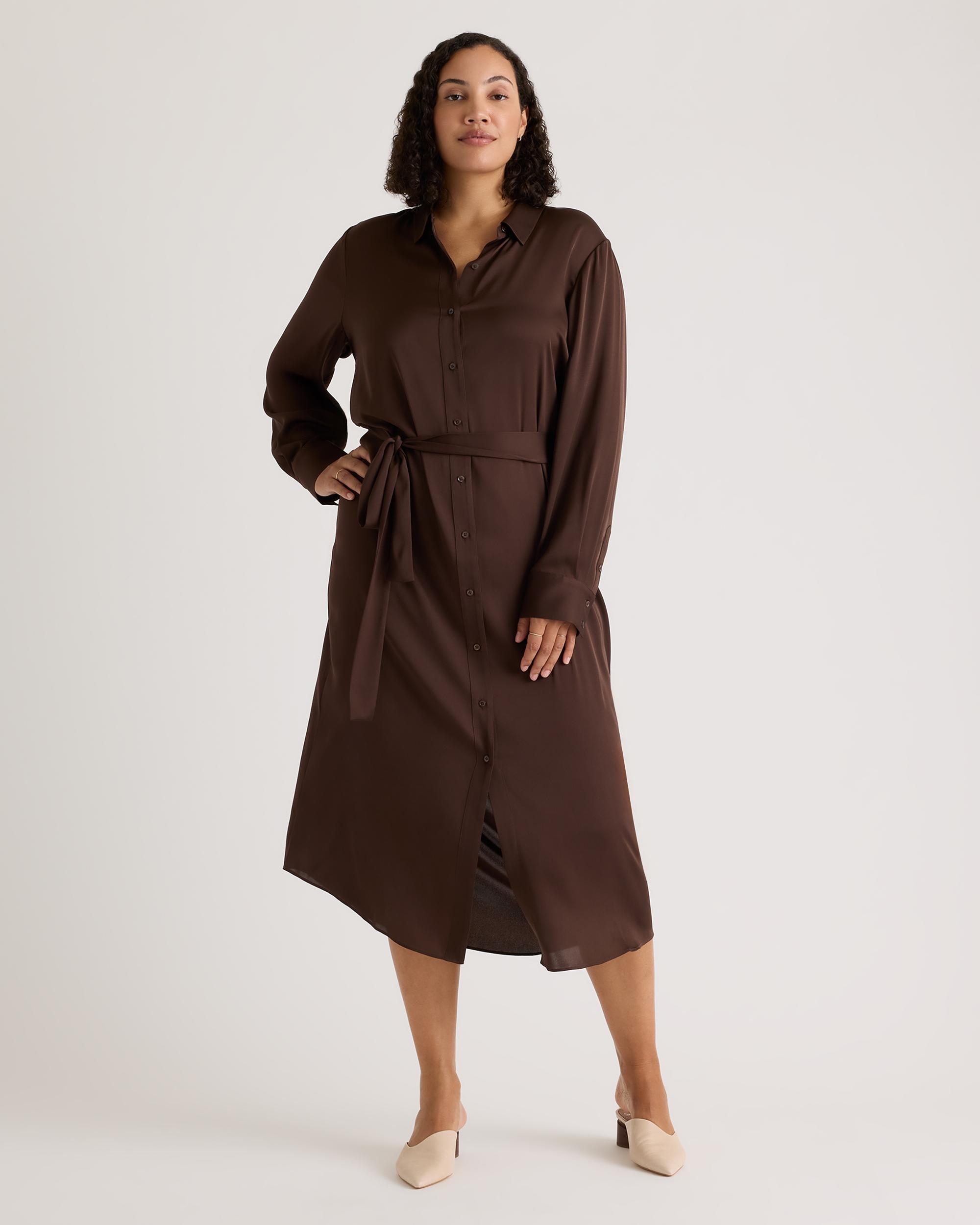 Quince | Women's Washable Stretch Silk Maxi Shirt Dress Product Image