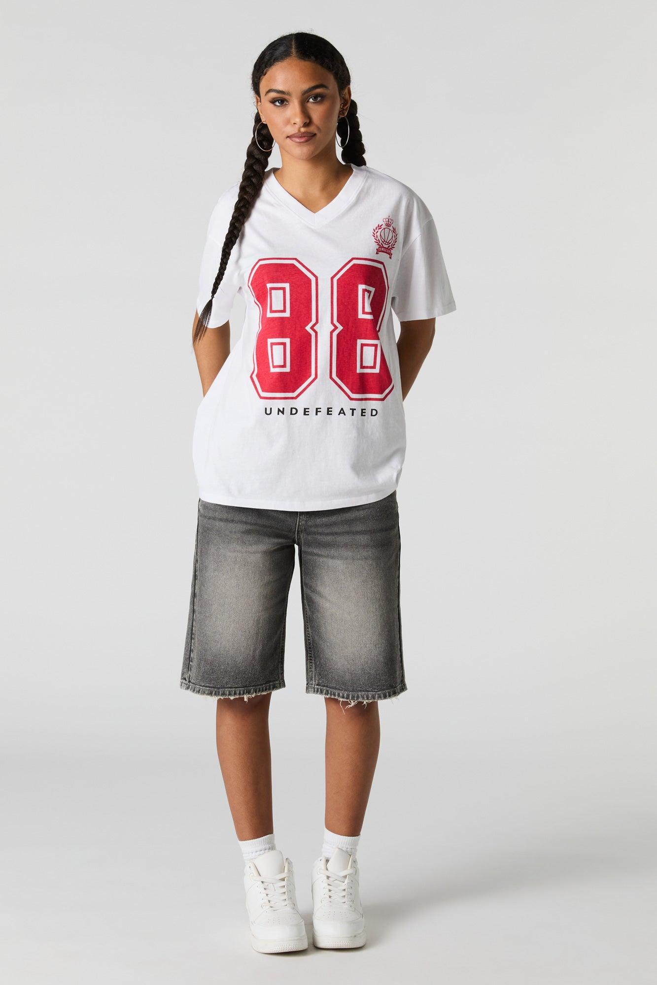Sporty Graphic V-Neck Boyfriend T-Shirt Female Product Image