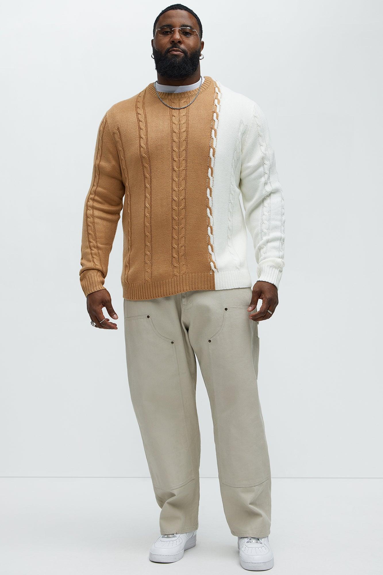 Cody Cable Knit Sweater - Camel/combo Product Image