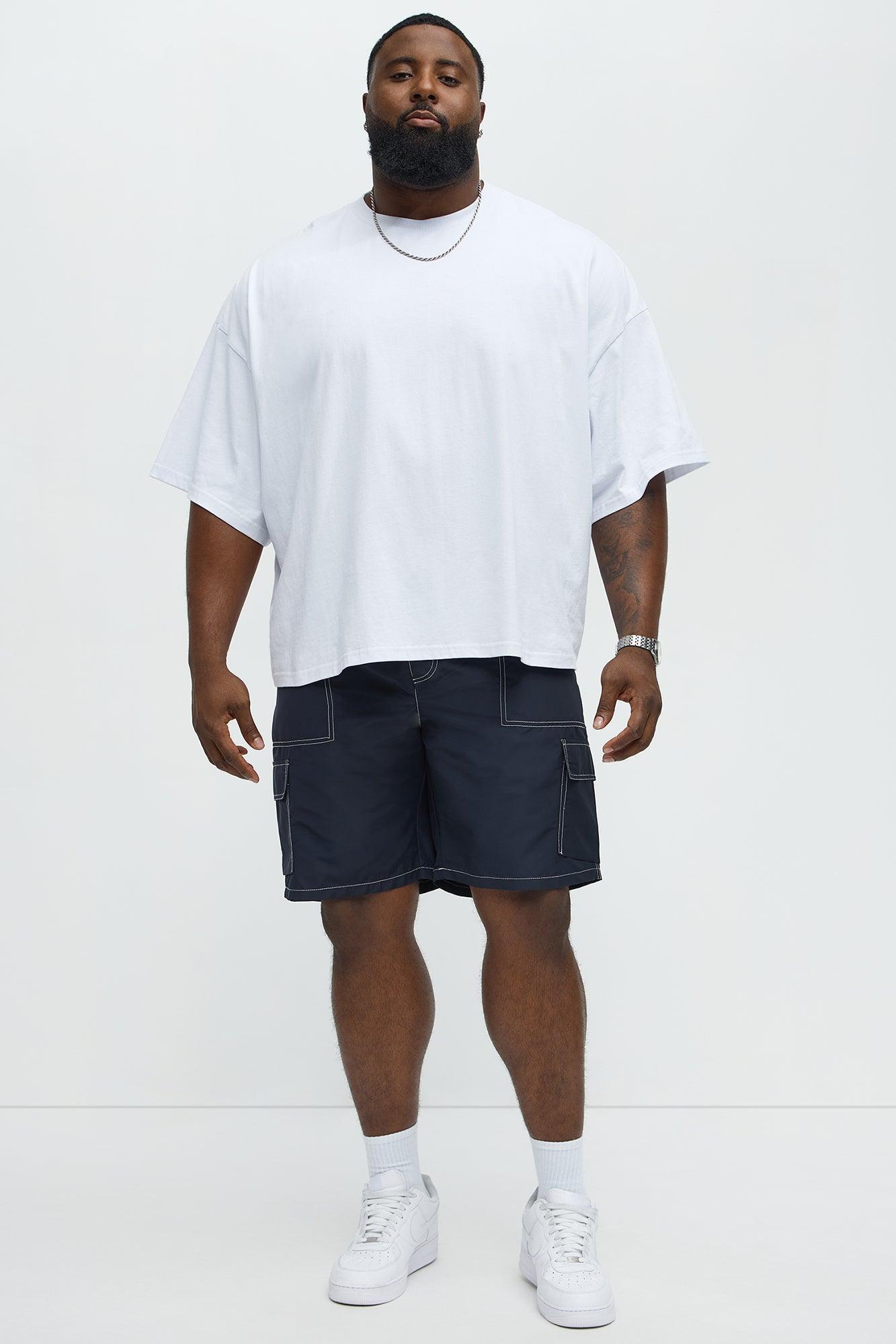 Contrast Stitch Nylon Cargo Short - Blue Product Image