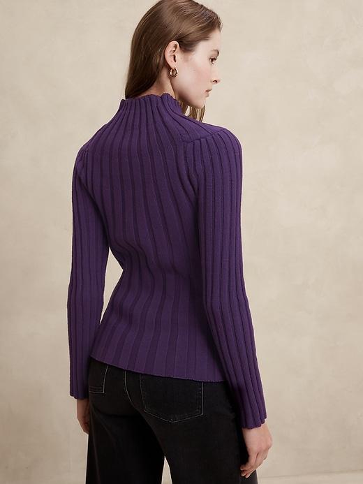 Mock-Neck Ribbed Sweater Product Image