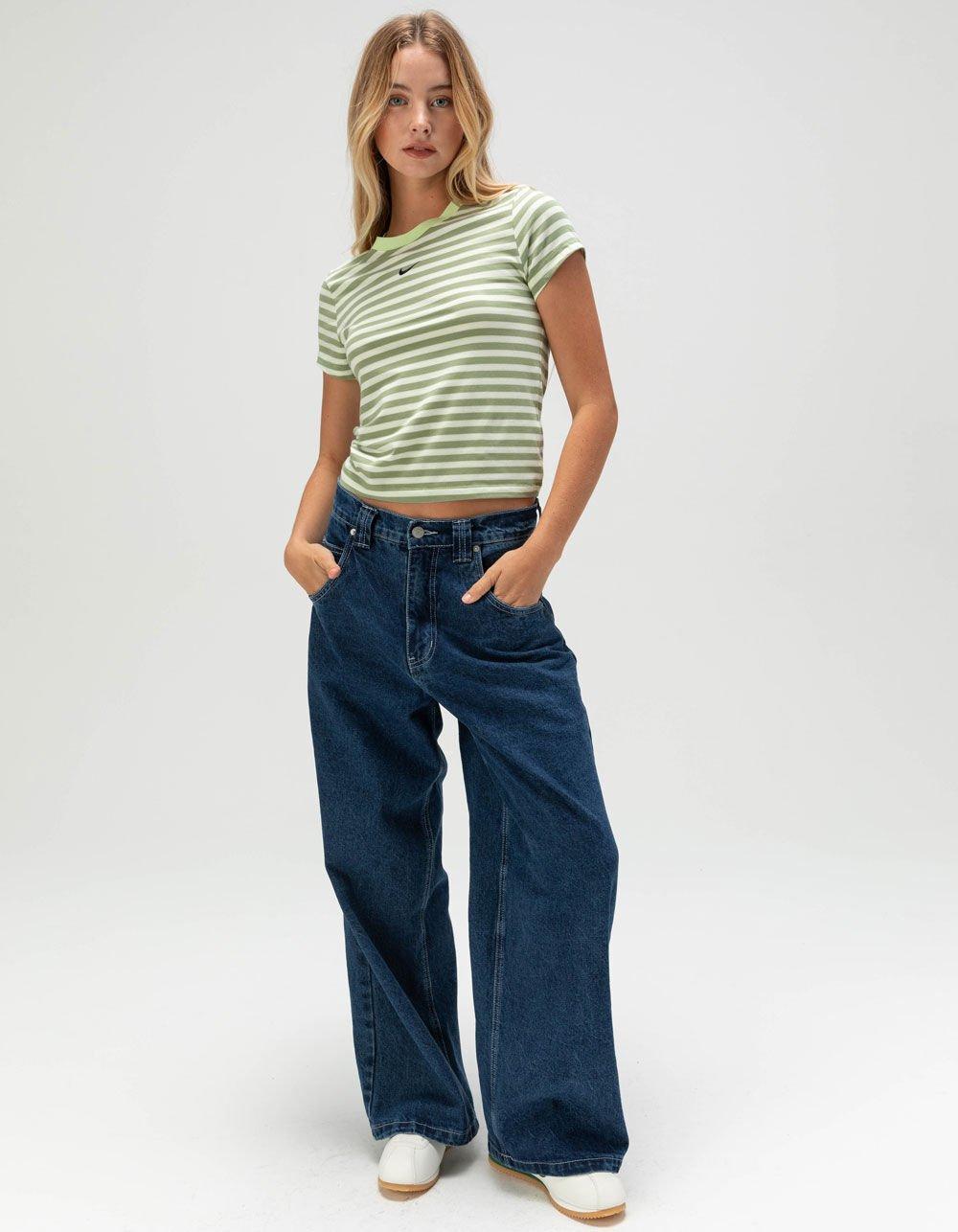 NIKE Sportswear Chill Knit Womens Stripe Tee - GREEN COMBO Product Image