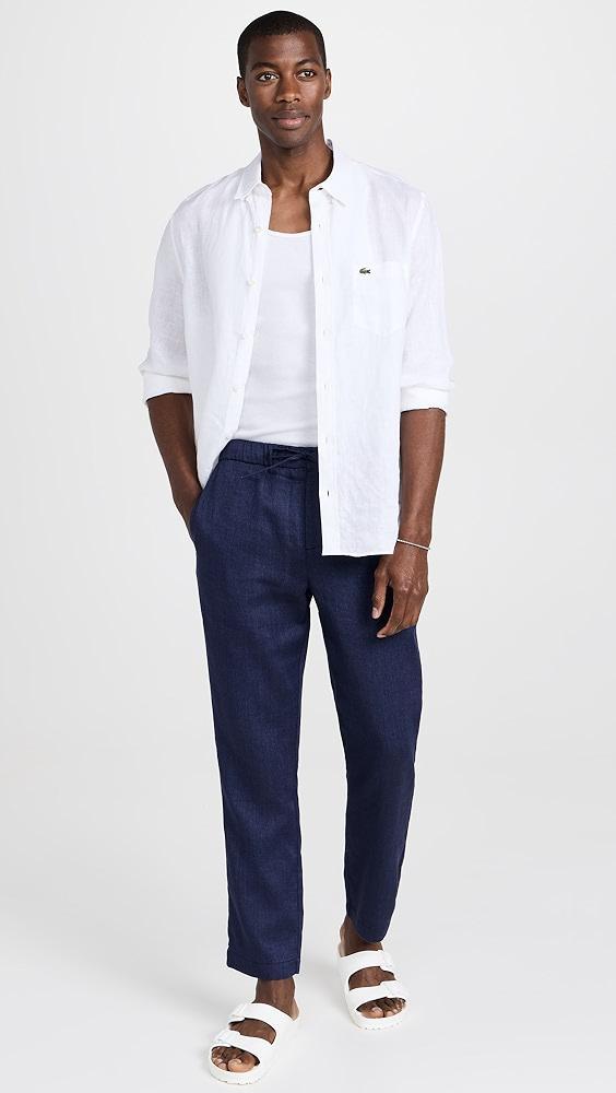 Lacoste Regular Fit Linen Casual Button Down Shirt | Shopbop Product Image