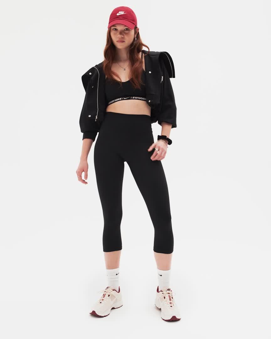 Nike Womens One Dri-FIT High-Waisted Crop Leggings in Black Product Image