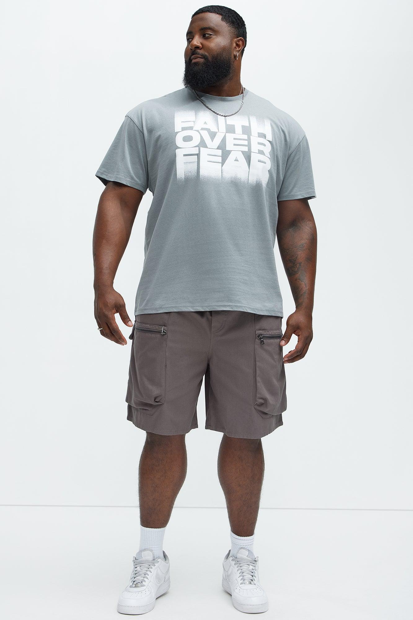 Faith Over My Fears Short Sleeve Tee - Light Grey Product Image