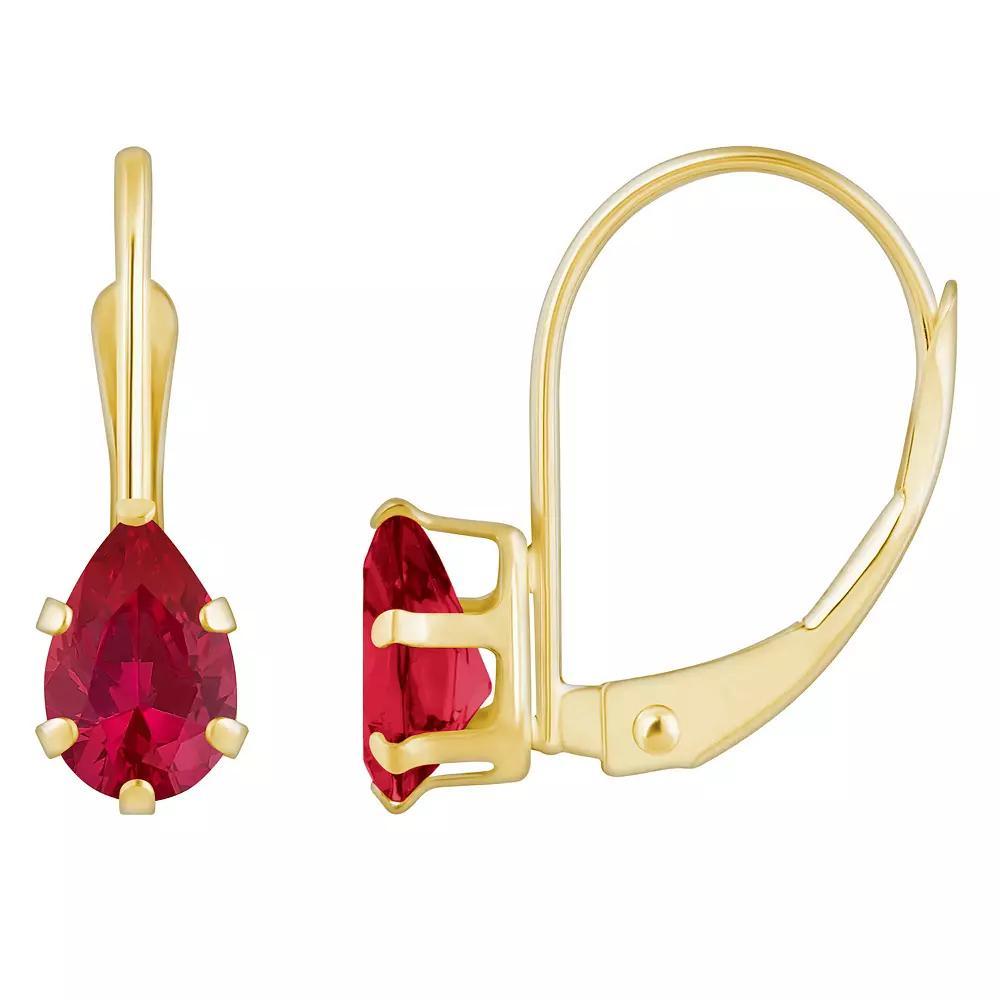 Celebration Gems 10k Gold Pear Shape Garnet Leverback Earrings, Women's, 10k Whgold Product Image