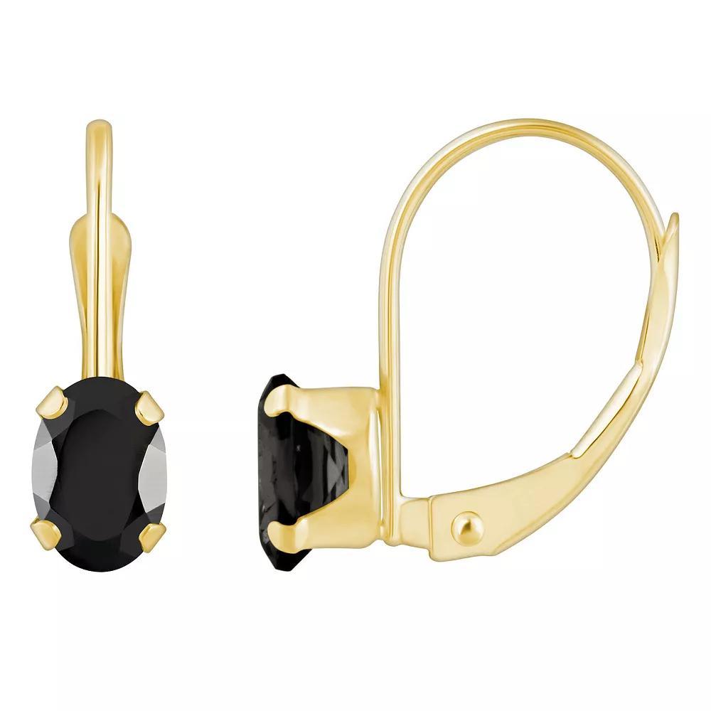 Celebration Gems 10k Gold Oval Onyx Leverback Earrings, Women's, 10k Whgold Product Image