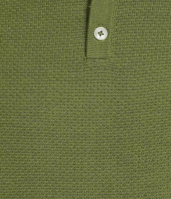 Murano Solid Textured Short Sleeve Knit Polo Sweater Product Image