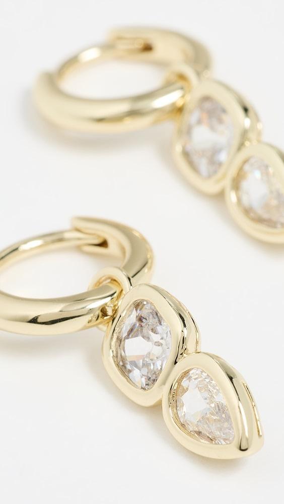 By Adina Eden Cubic Zirconia Bezel Square x Teardrop Dangle Huggie Earrings | Shopbop Product Image