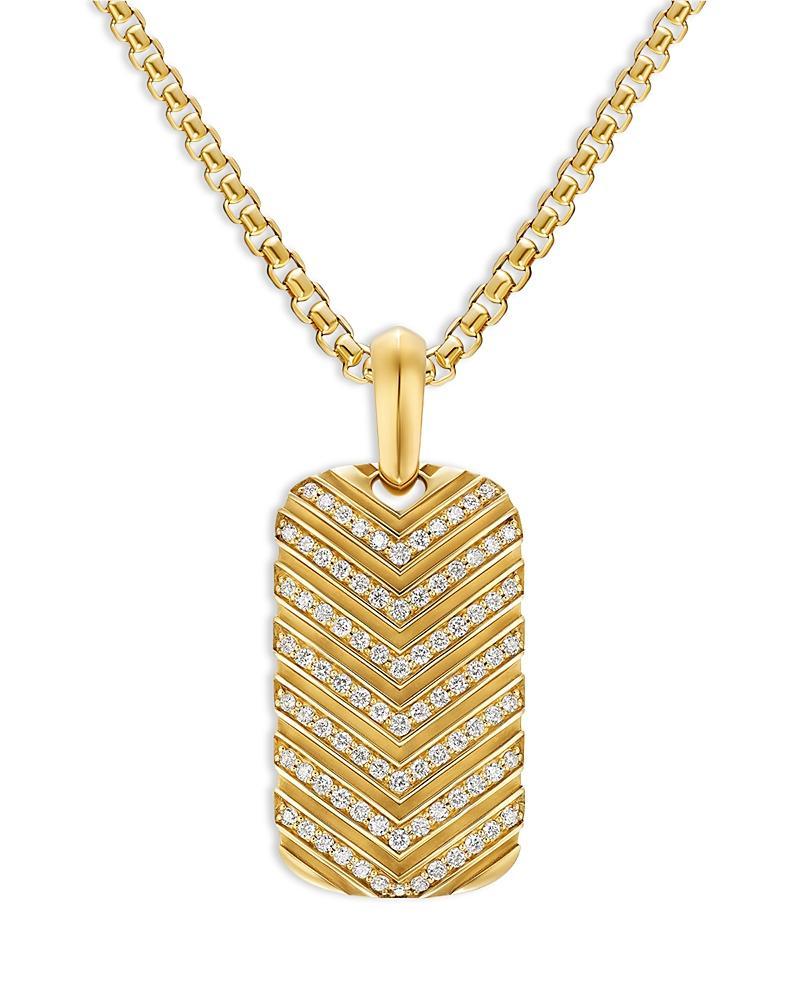 Mens Chevron Tag in 18K Yellow Gold with Diamonds, 27mm Product Image