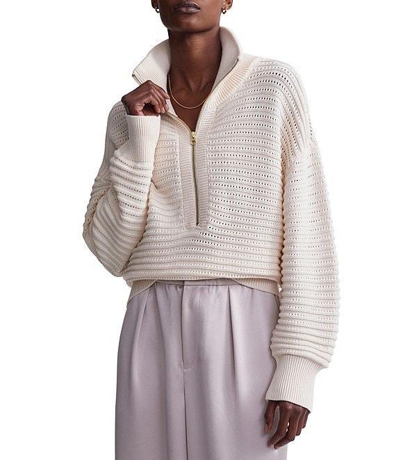 Varley Tara Pointelle Polo Collar Long Sleeve Half Zip Pullover Product Image