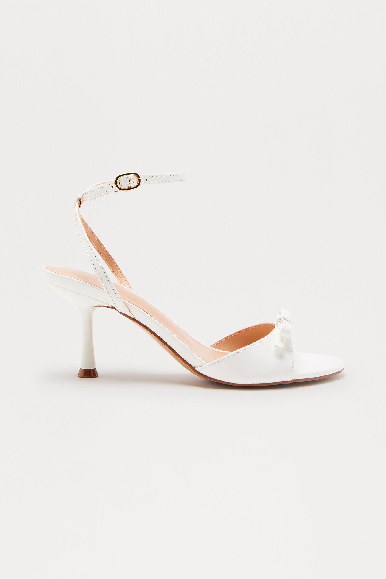 Arletta Ankle Strap Heels - White Product Image