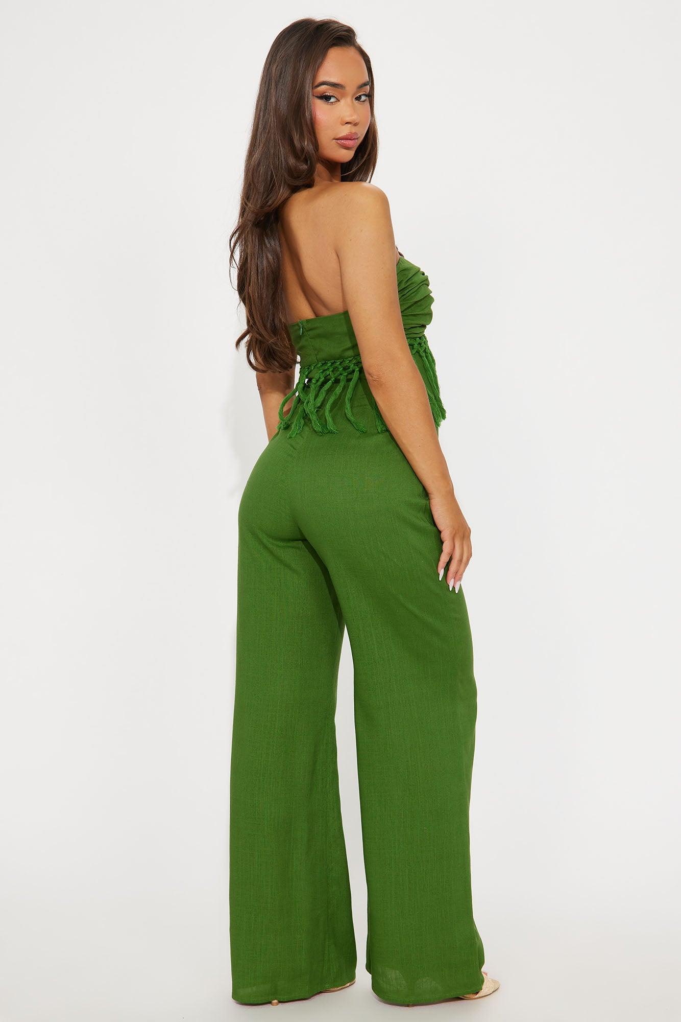 Take Me To Cabo Linen Jumpsuit - Green Product Image