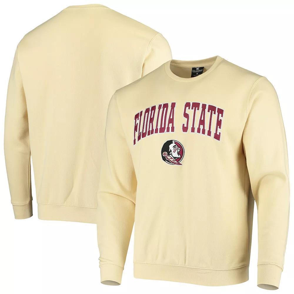 Men's Colosseum Gold Florida State Seminoles Arch & Logo Tackle Twill Pullover Sweatshirt, Size: Small Product Image
