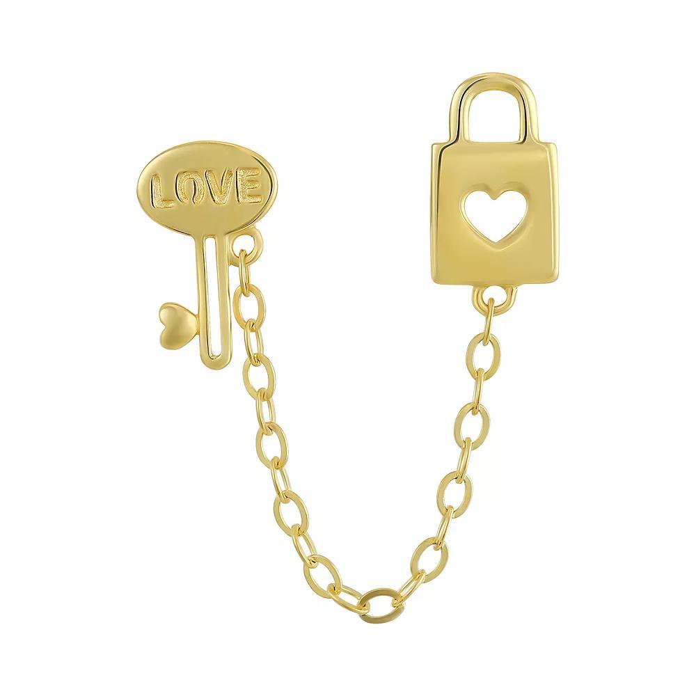 Forever 14K 14k Gold Chain Lock & Key Single Earring, Women's Product Image