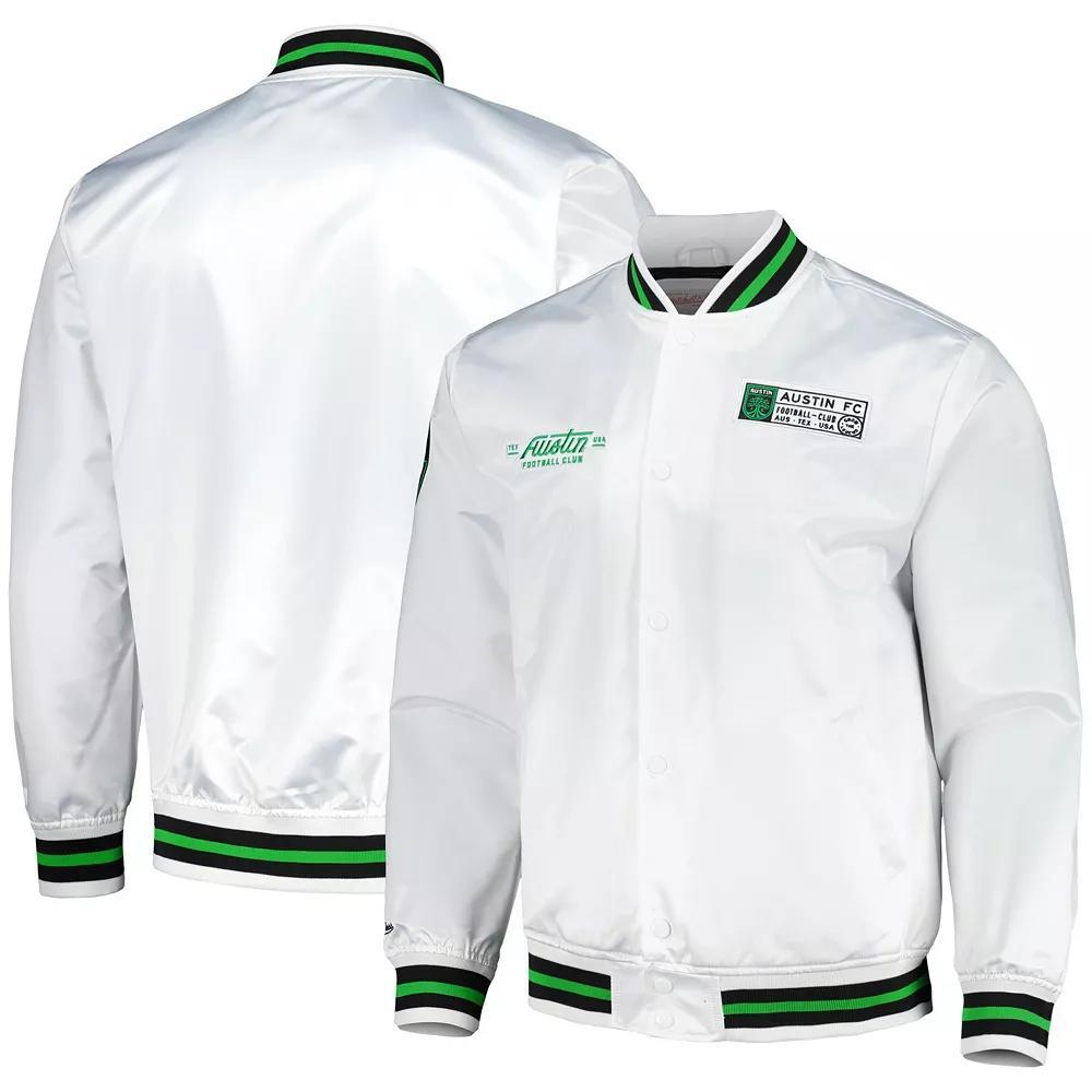 Men's Mitchell & Ness  White Austin FC City Full-Snap Satin Jacket, Size: XL, Afc White Product Image
