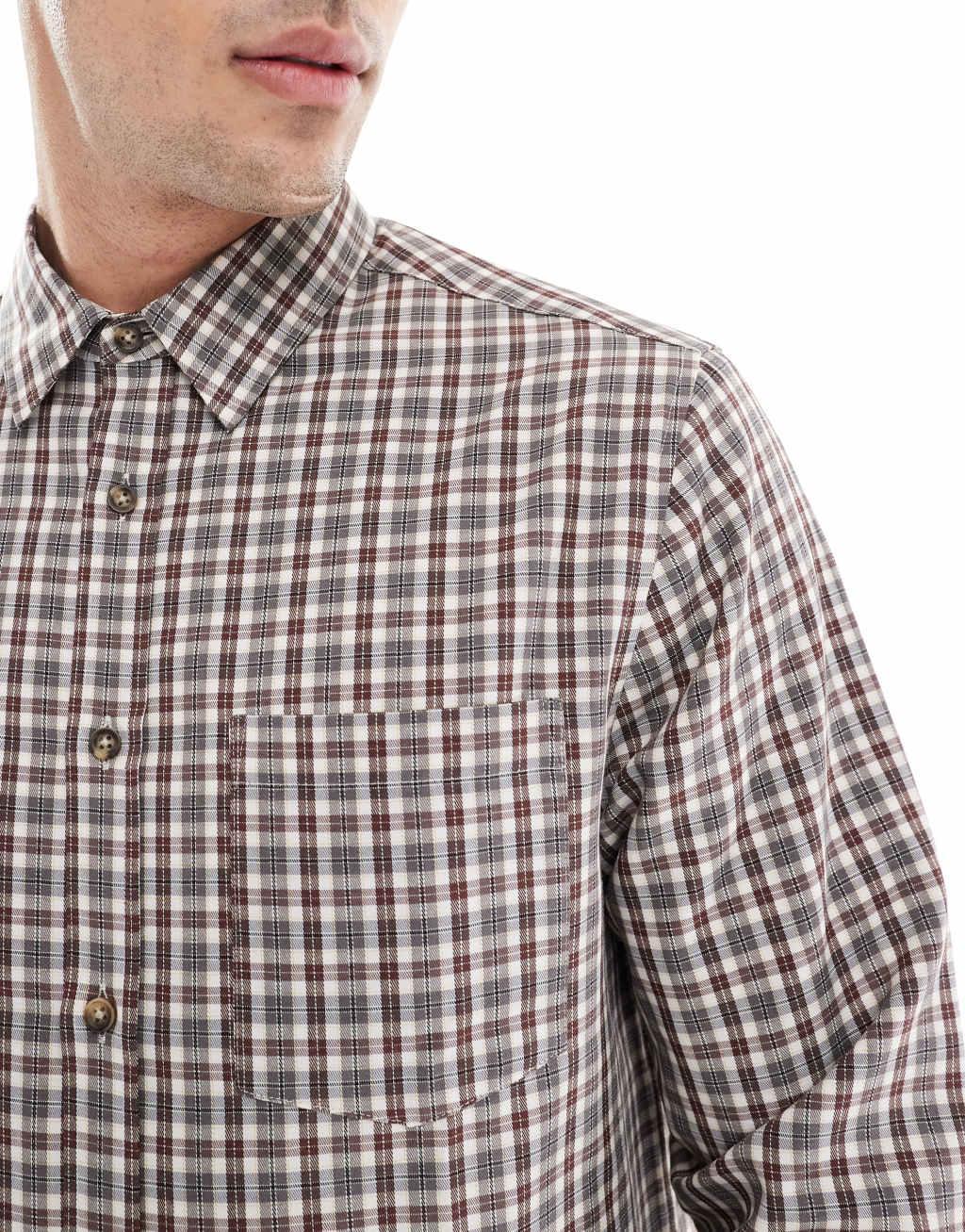 ASOS DESIGN regular shirt in gray check Product Image