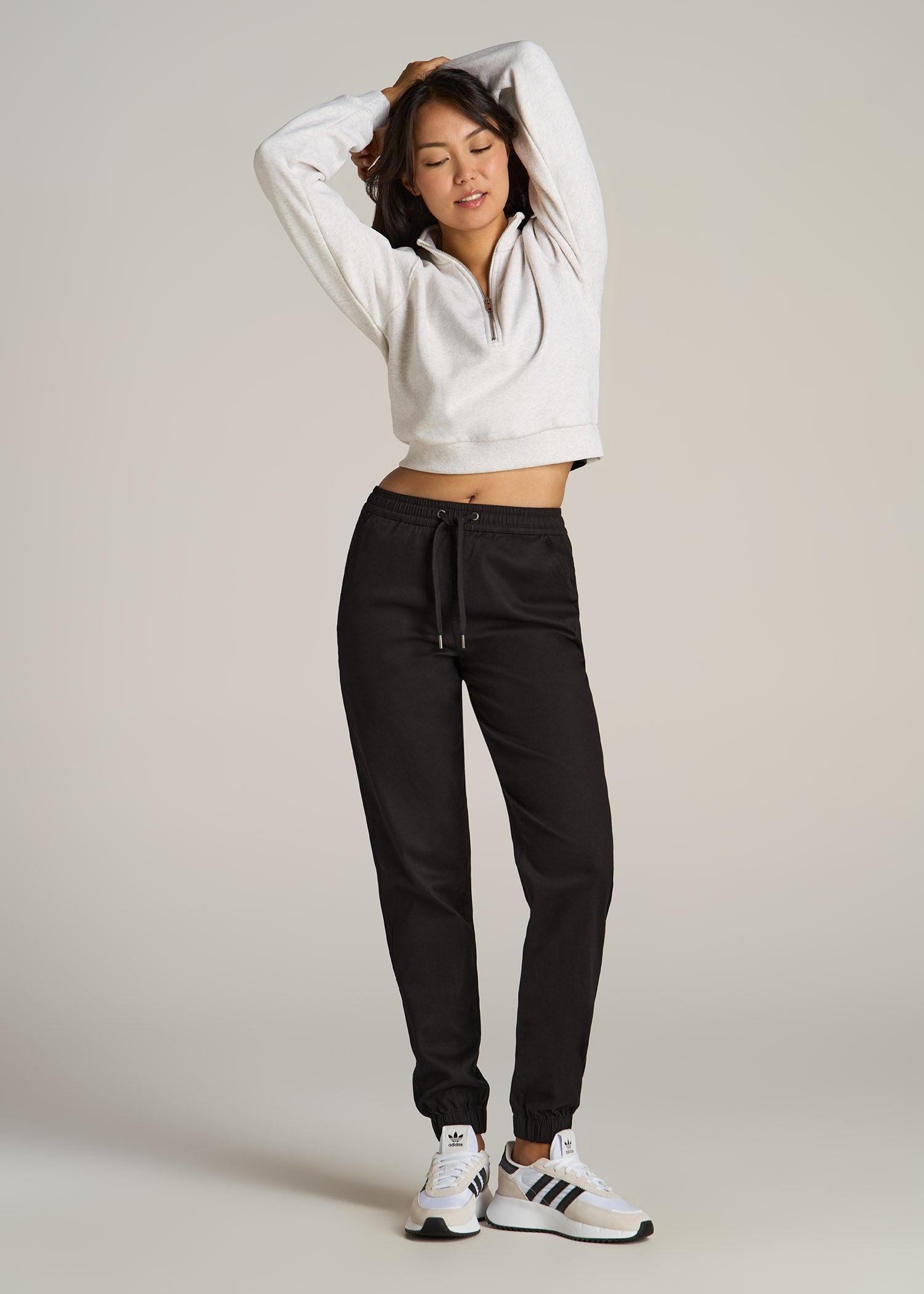 Twill Jogger Pants for Tall Women in Black Product Image