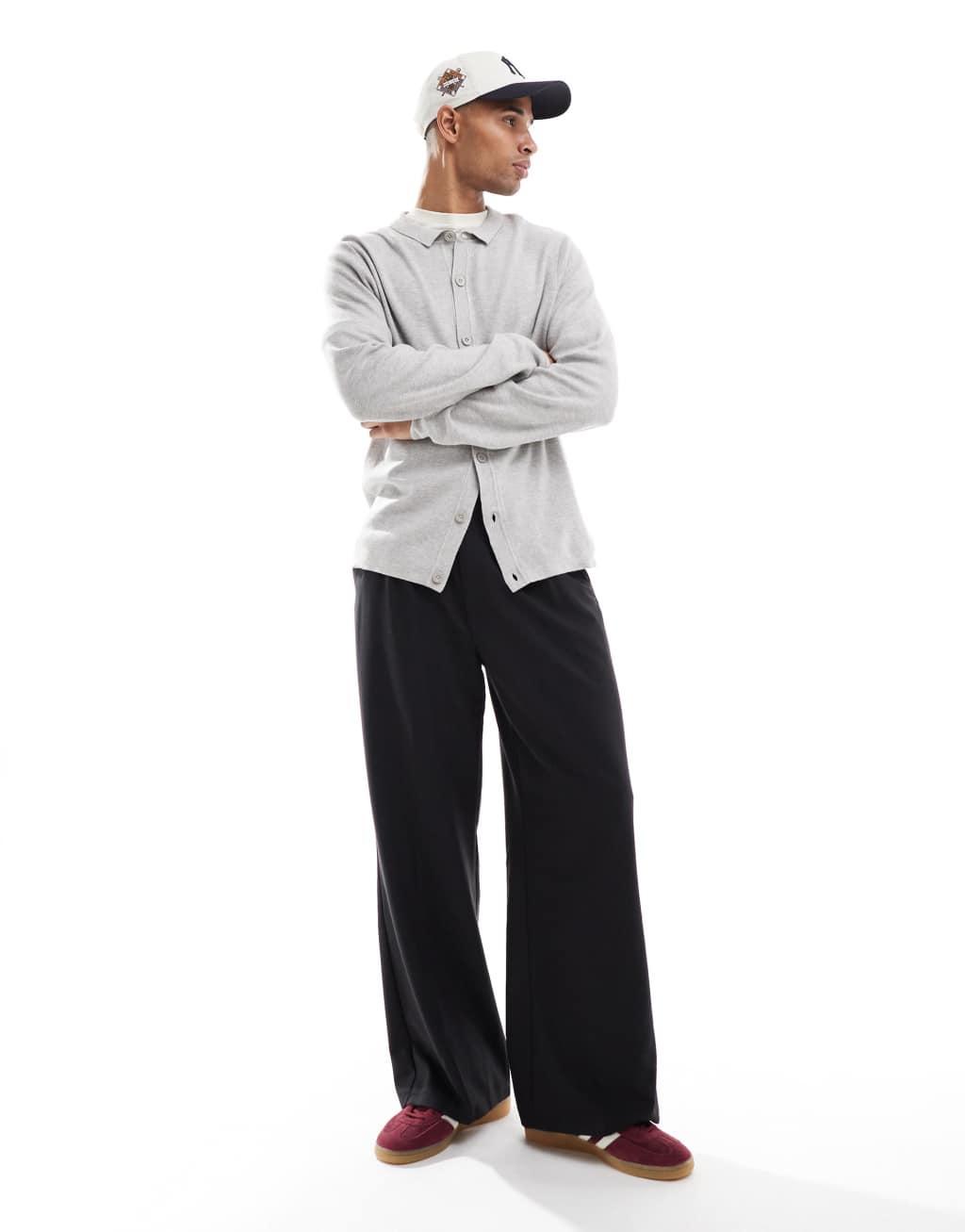 Threadbare knitted long sleeve cardigan in light gray Product Image