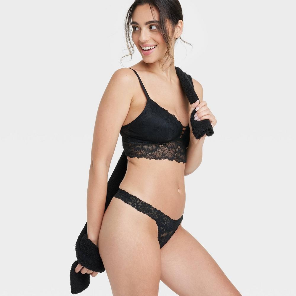 Women's Allover Lace Thong Underwear - Auden™ Baby M: Mid Rise, Pull-On, Cotton Gusset Product Image