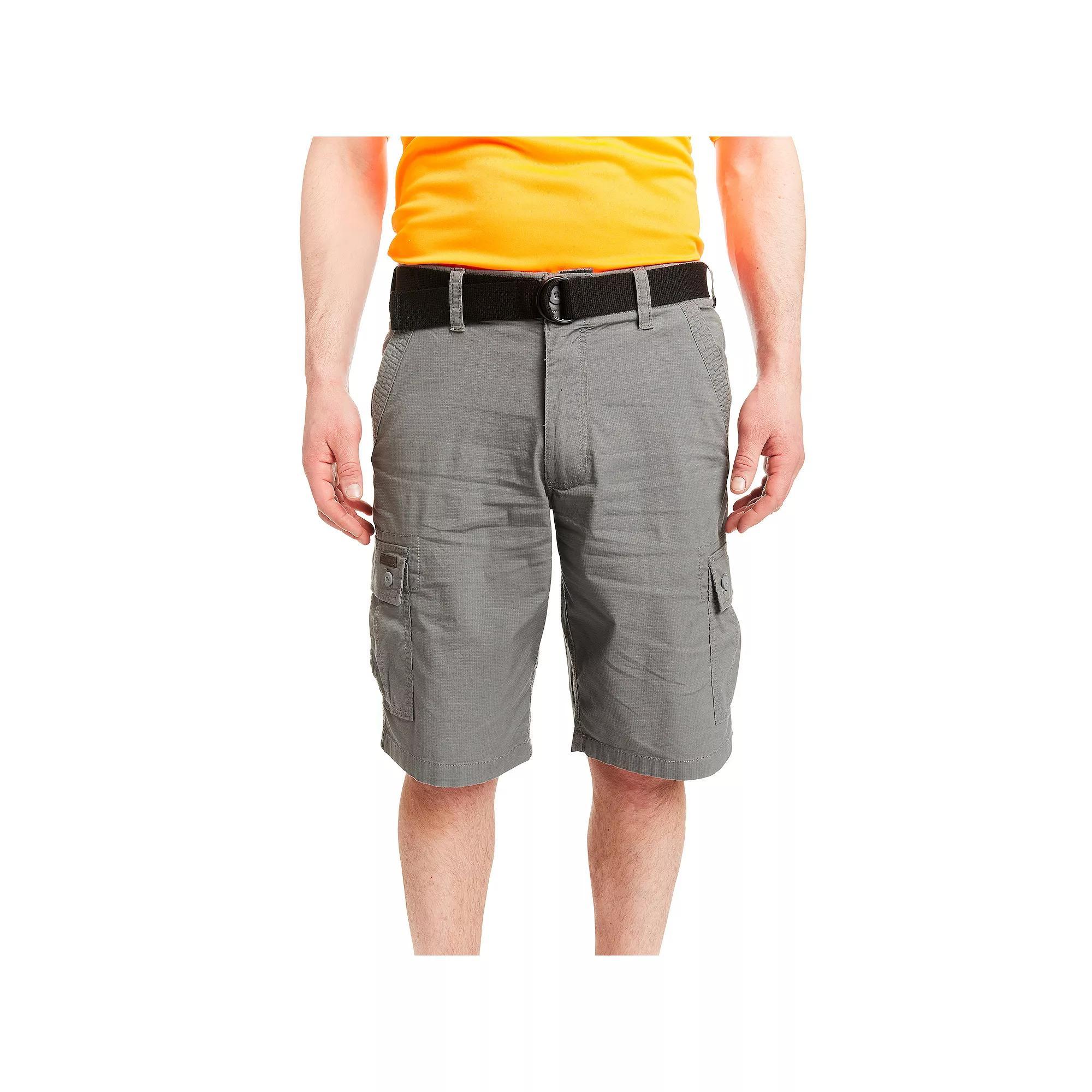 Men's Smith's Workwear Mini-Ripstop Belted Cargo Shorts, Size: 38, Blue Product Image