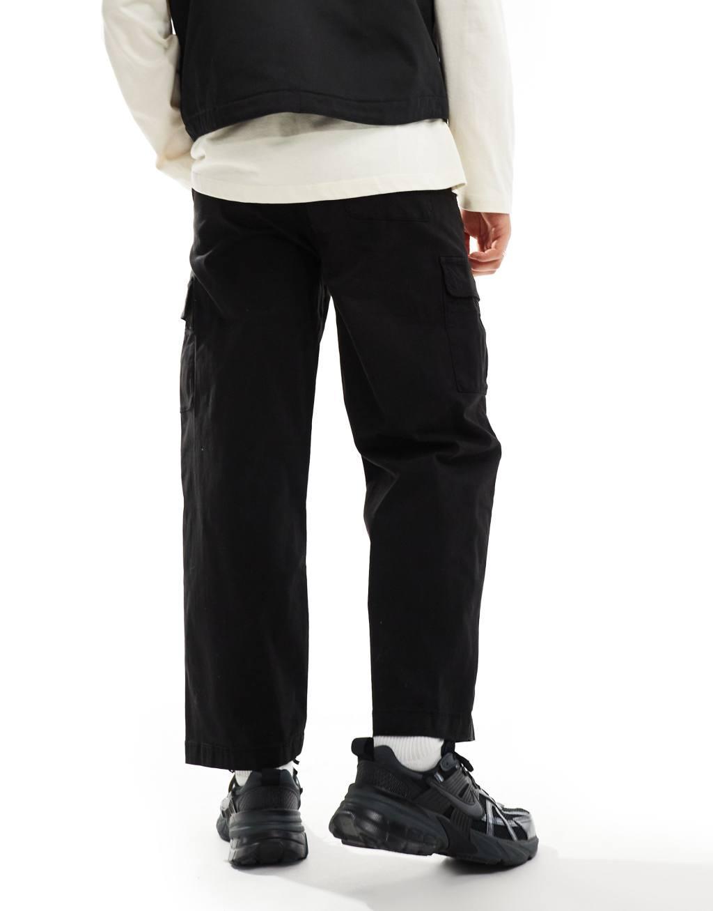 Bershka straight leg cargo pants in black Product Image