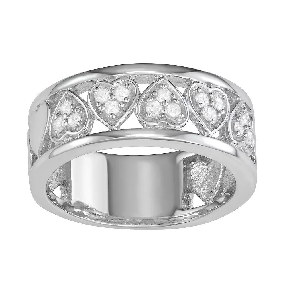Jewelexcess Sterling Silver 1/5 C.T. Diamond Heart Ring, Women's, Size: 7, Silvertone Product Image