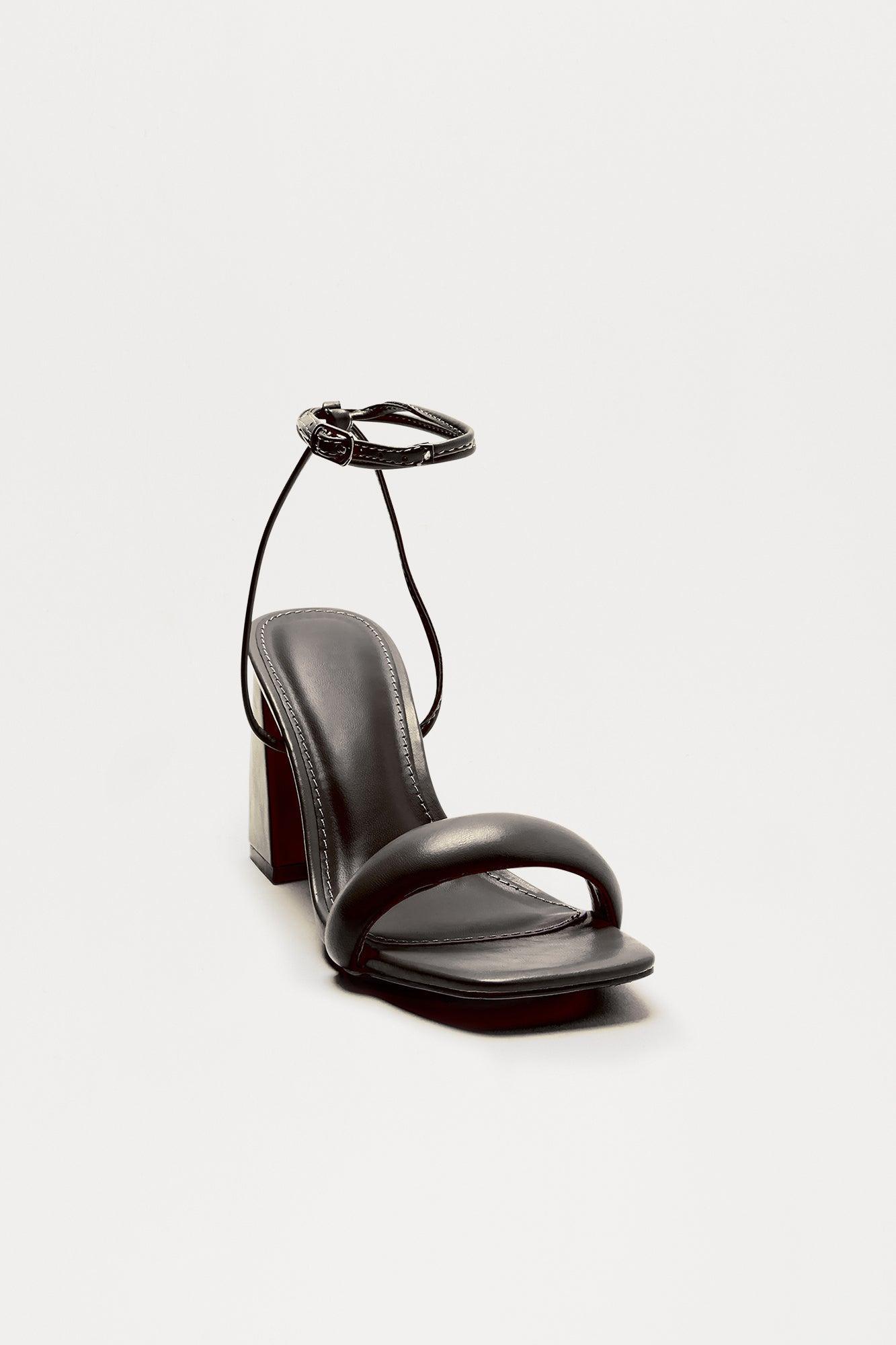 Paltrow Faux Leather Ankle Strap Heels - Black Product Image