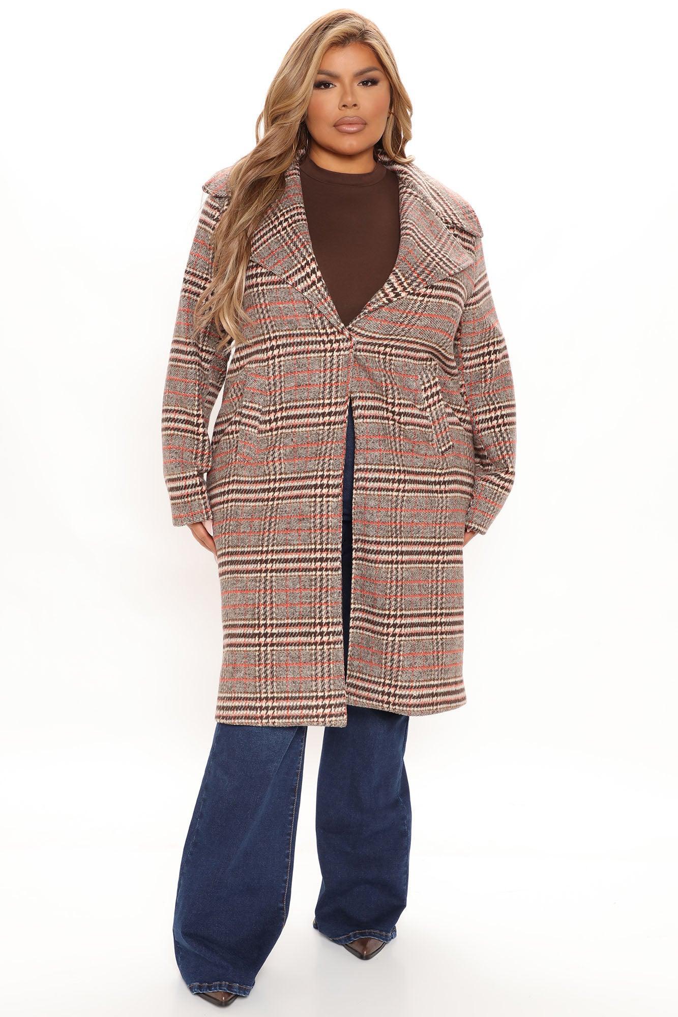 Looking For Clues Plaid Trench Coat - Rust/combo Product Image