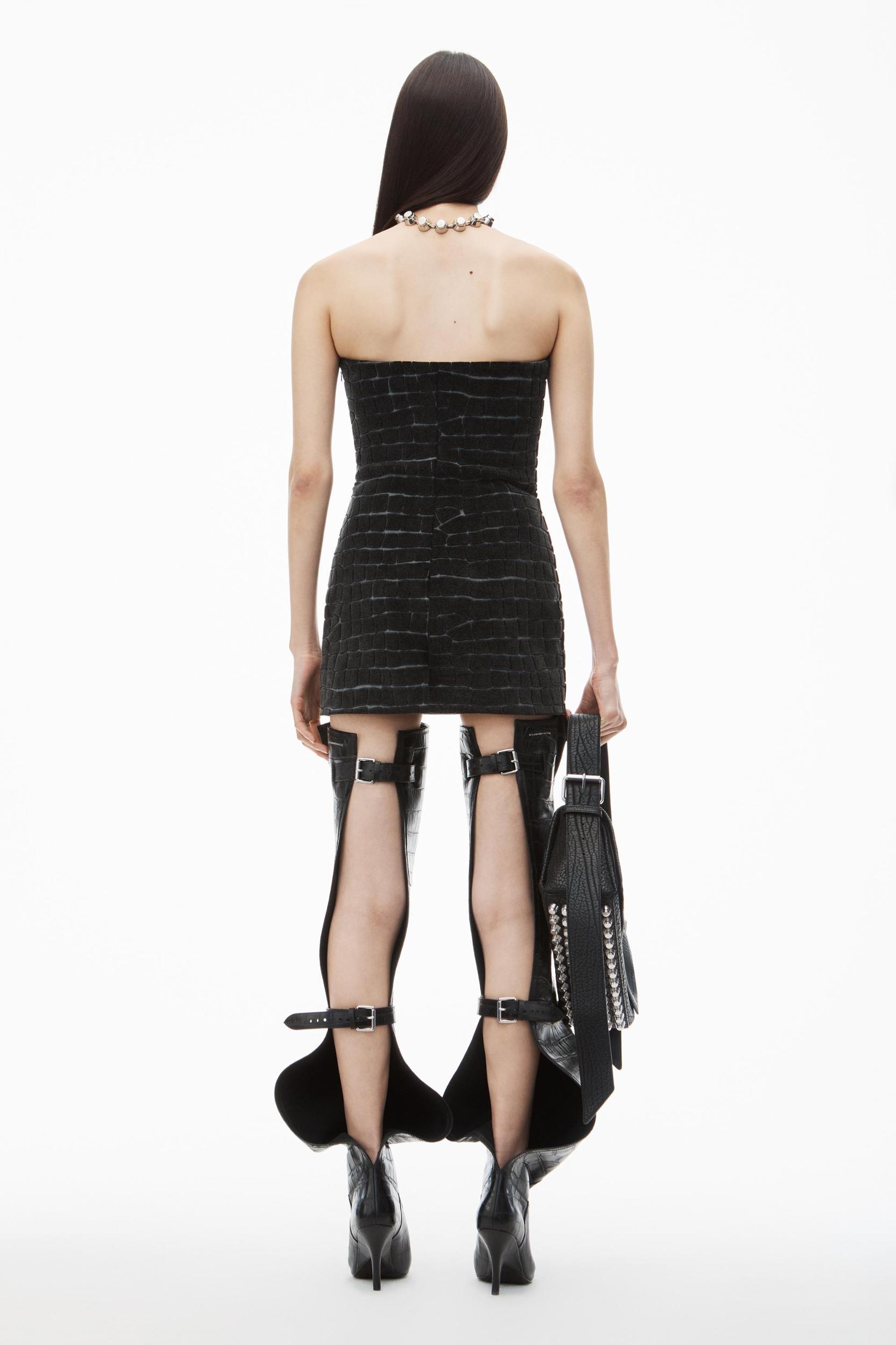 Crocodile Jacquard Velour Bandeau Minidress Product Image