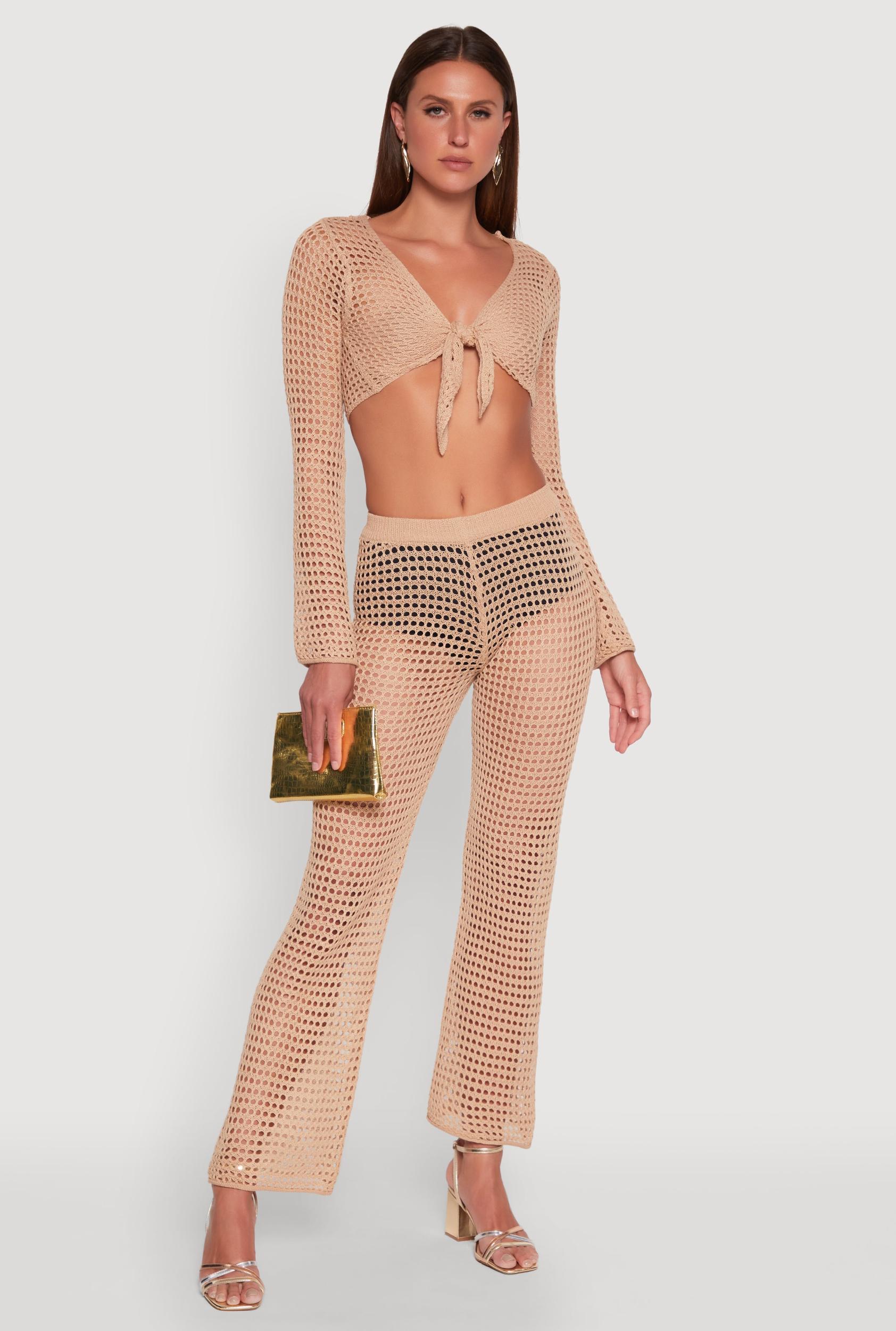 Womens Crochet Straight Leg Pants Product Image