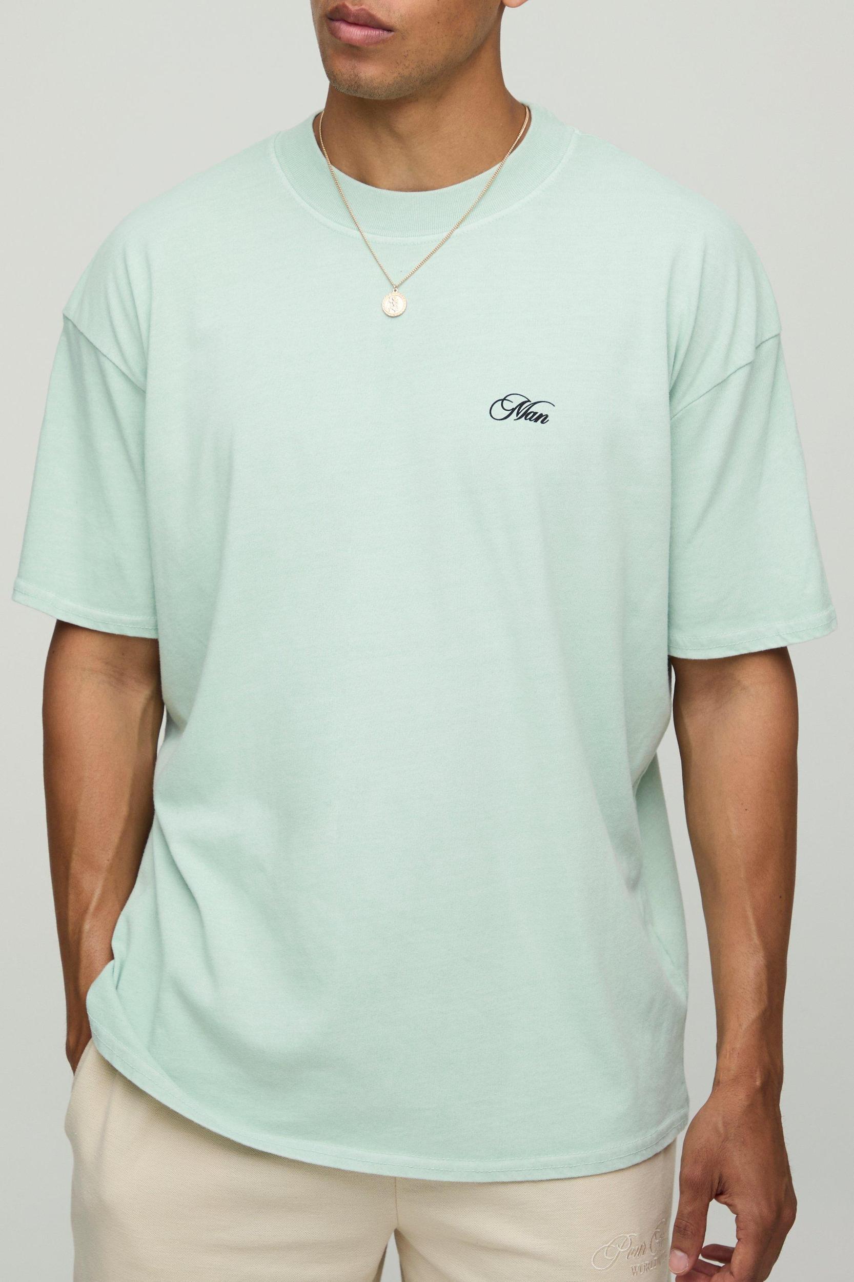 Sage Oversized MAN Club D'Elite Printed T-Shirt | boohooMAN USA Product Image