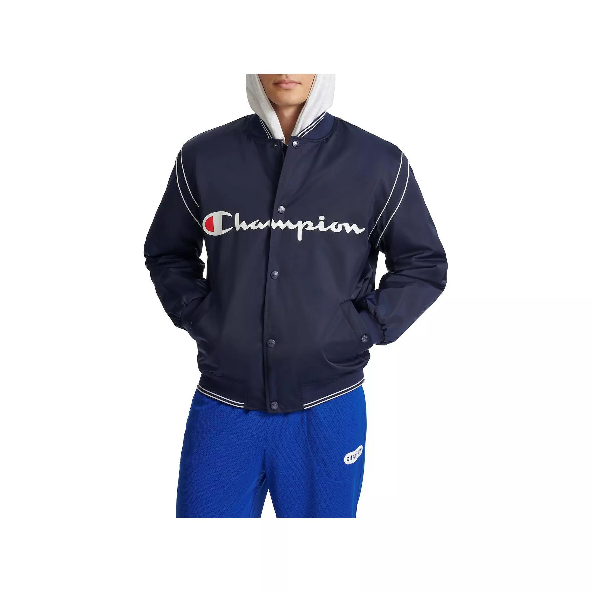 Men's Champion® Varsity Bomber, Size: XL, Blue Product Image