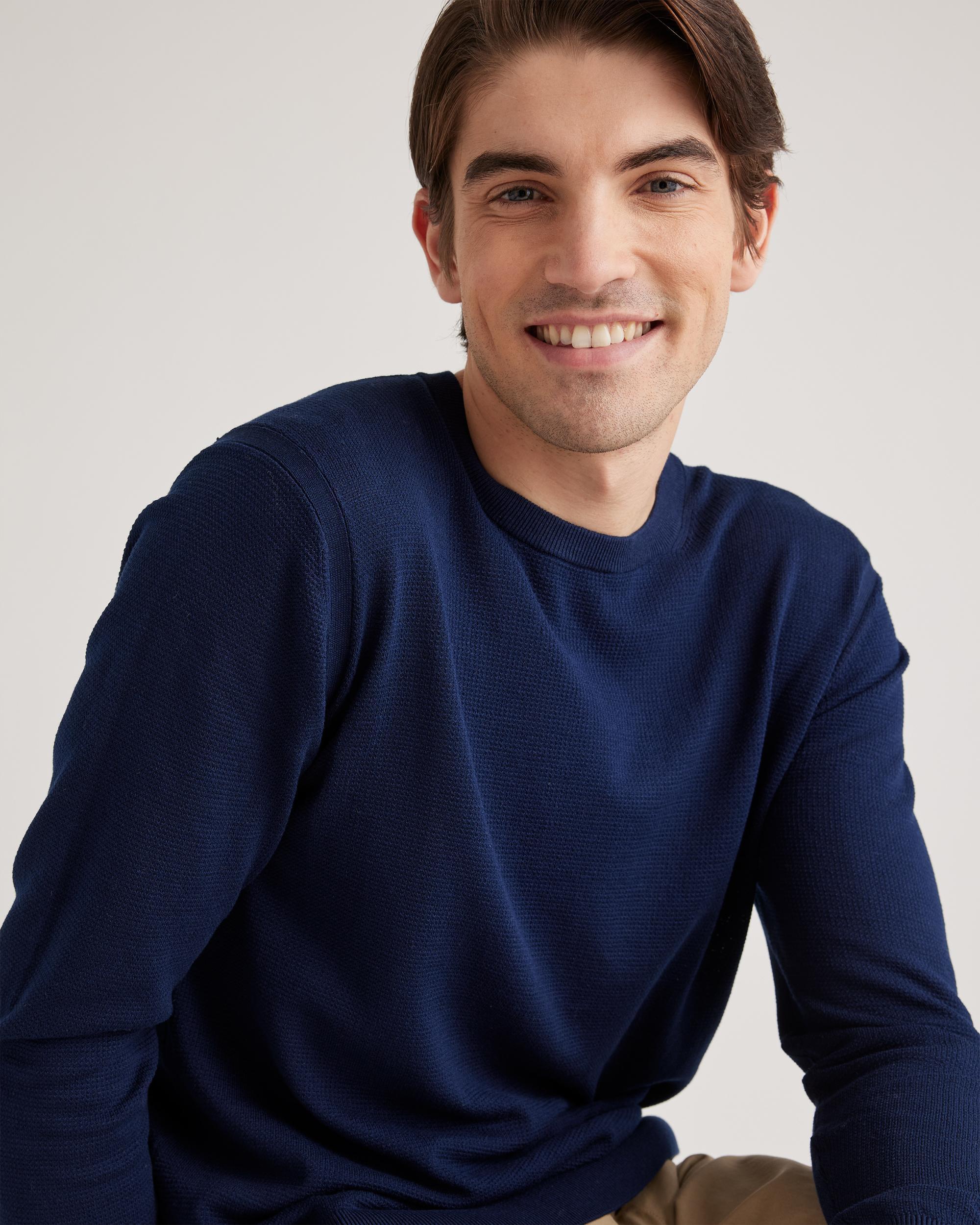 Quince | Men's -Silk Pique Crewneck Sweater Organic Cotton Product Image