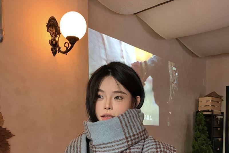 Plaid Applique Fringed Scarf Product Image