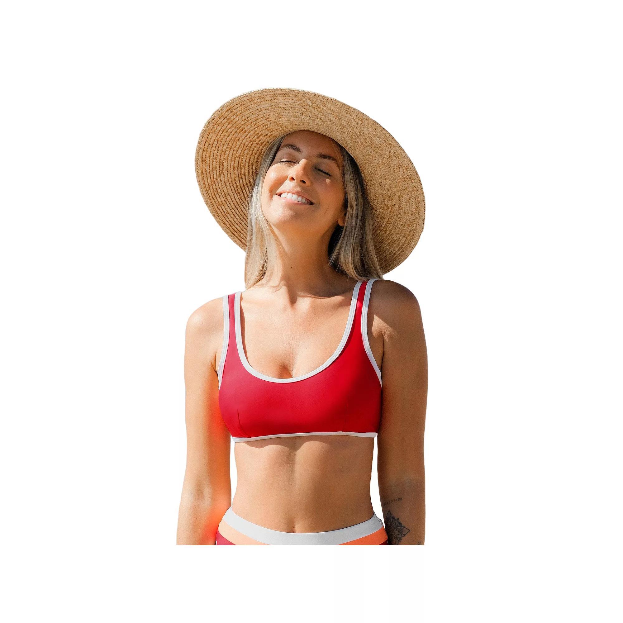 Women's Cupshe Scoop Binding Swim Bralette, Size: Small, Red Product Image