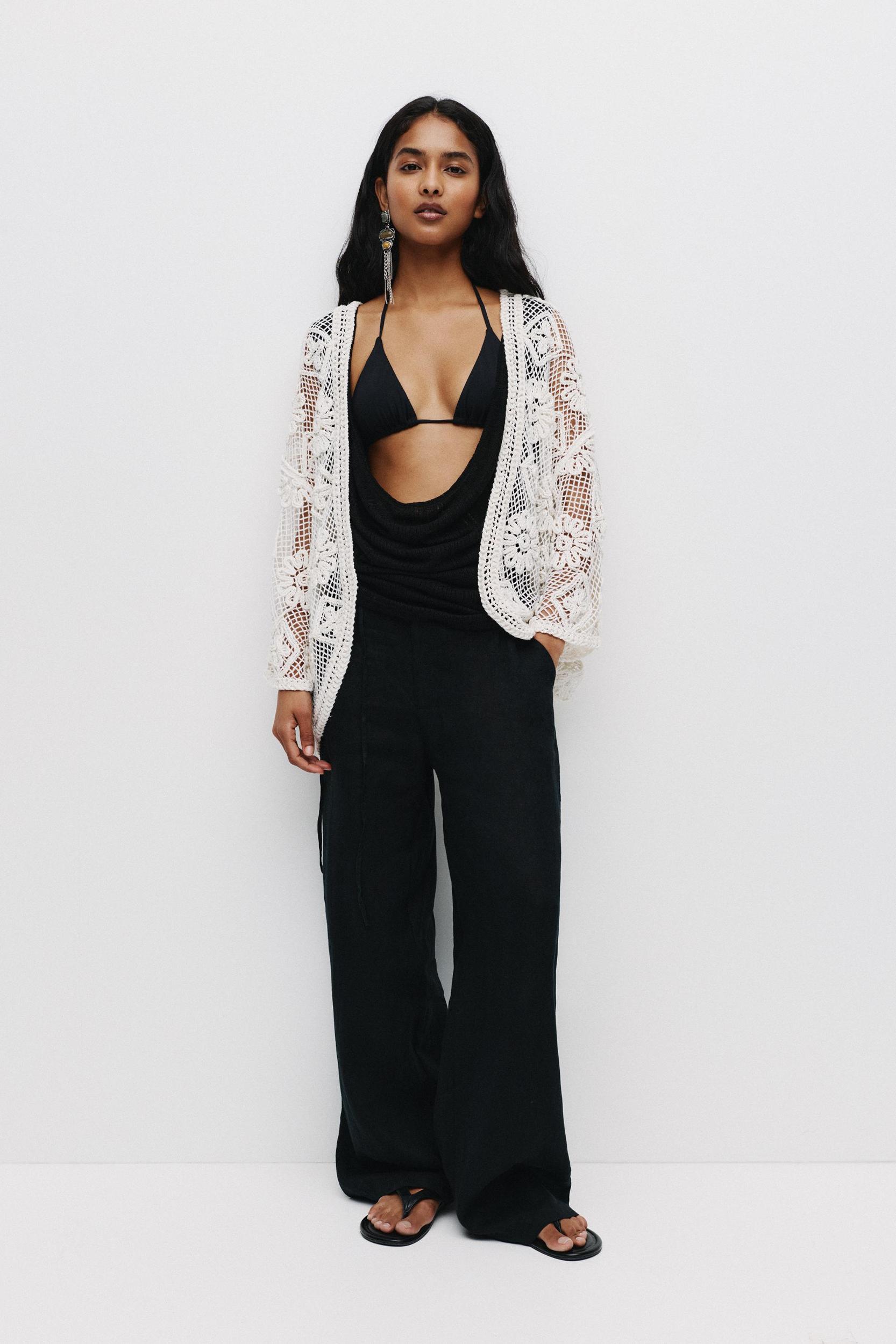 Floral crochet kimono Product Image
