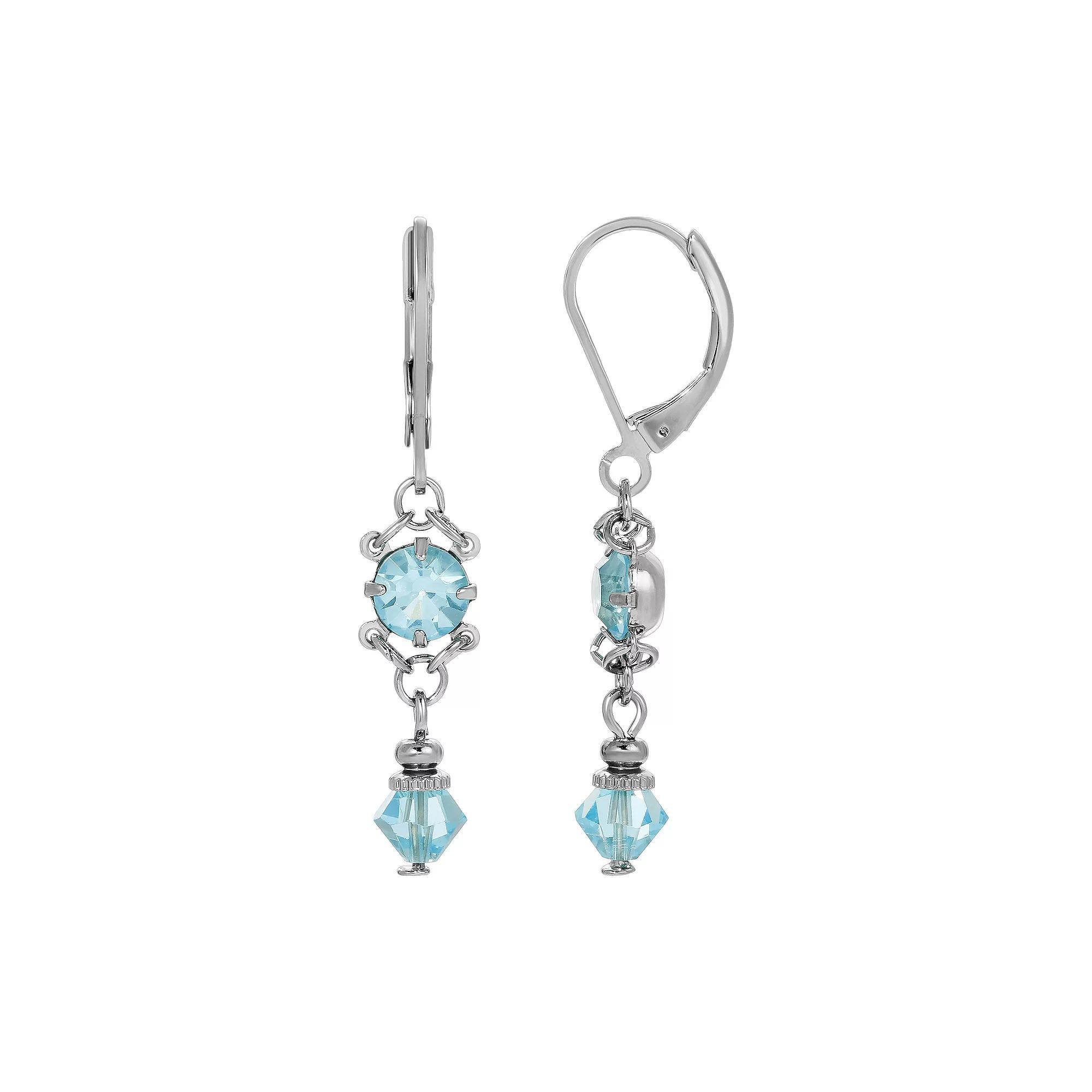 1928 Gold Tone Light Blue Drop Earrings, Womens Product Image