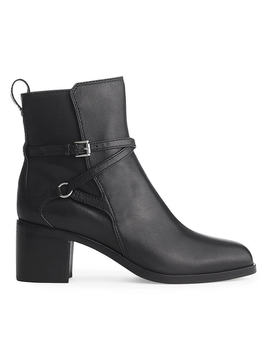 Hazel Leather Buckle Ankle Booties Product Image