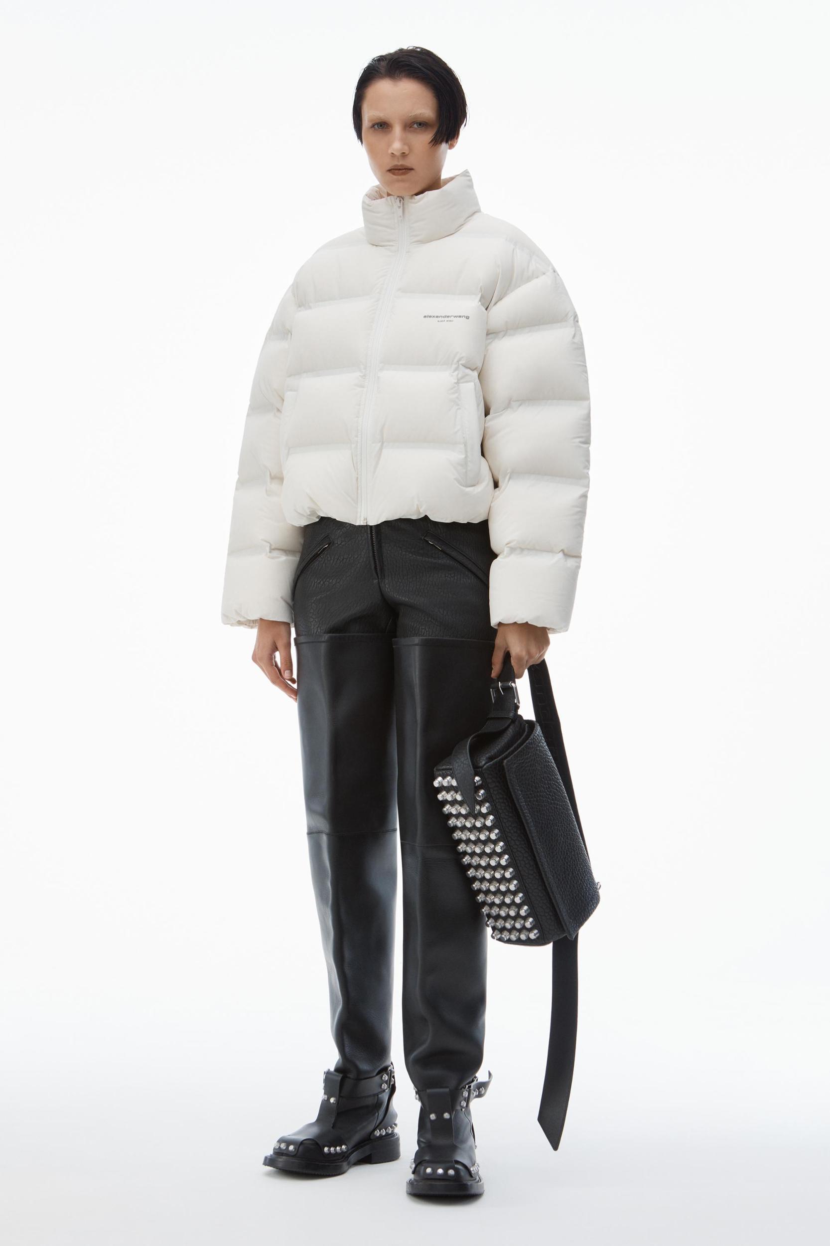 Cropped Puffer Coat With Reflective Logo Product Image