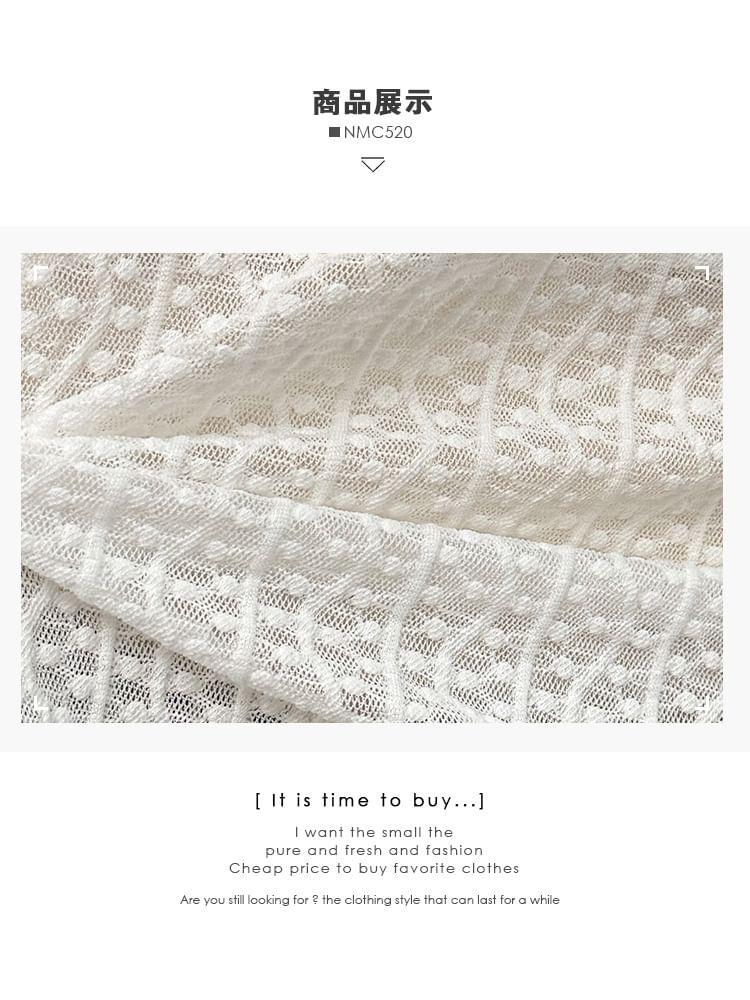 Lettuce-Edge Mock-Neck Lace Top Product Image