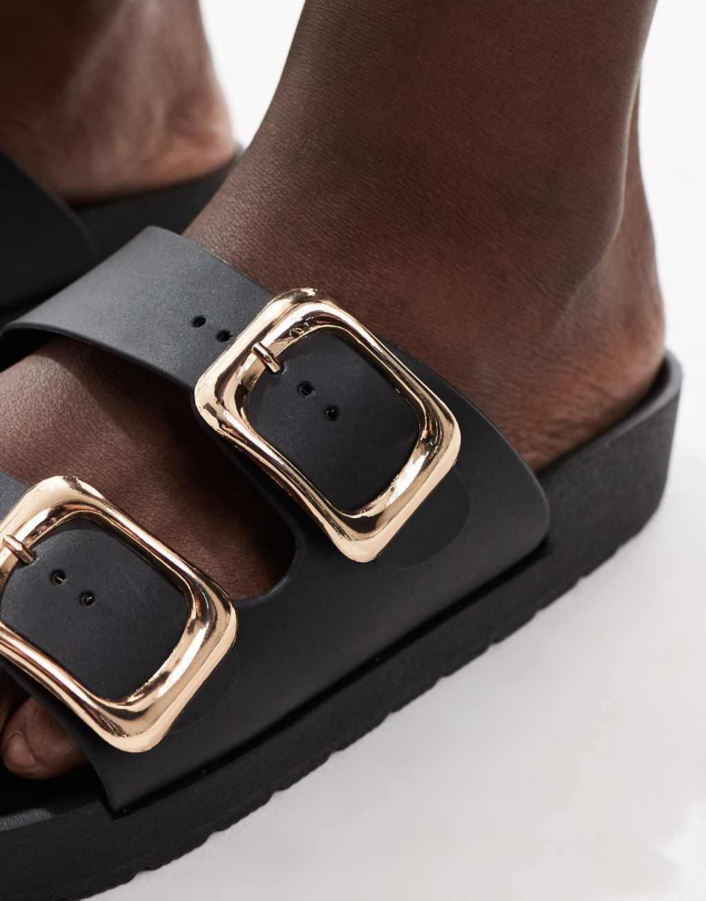 London Rebel Andi buckle sandals in black Product Image