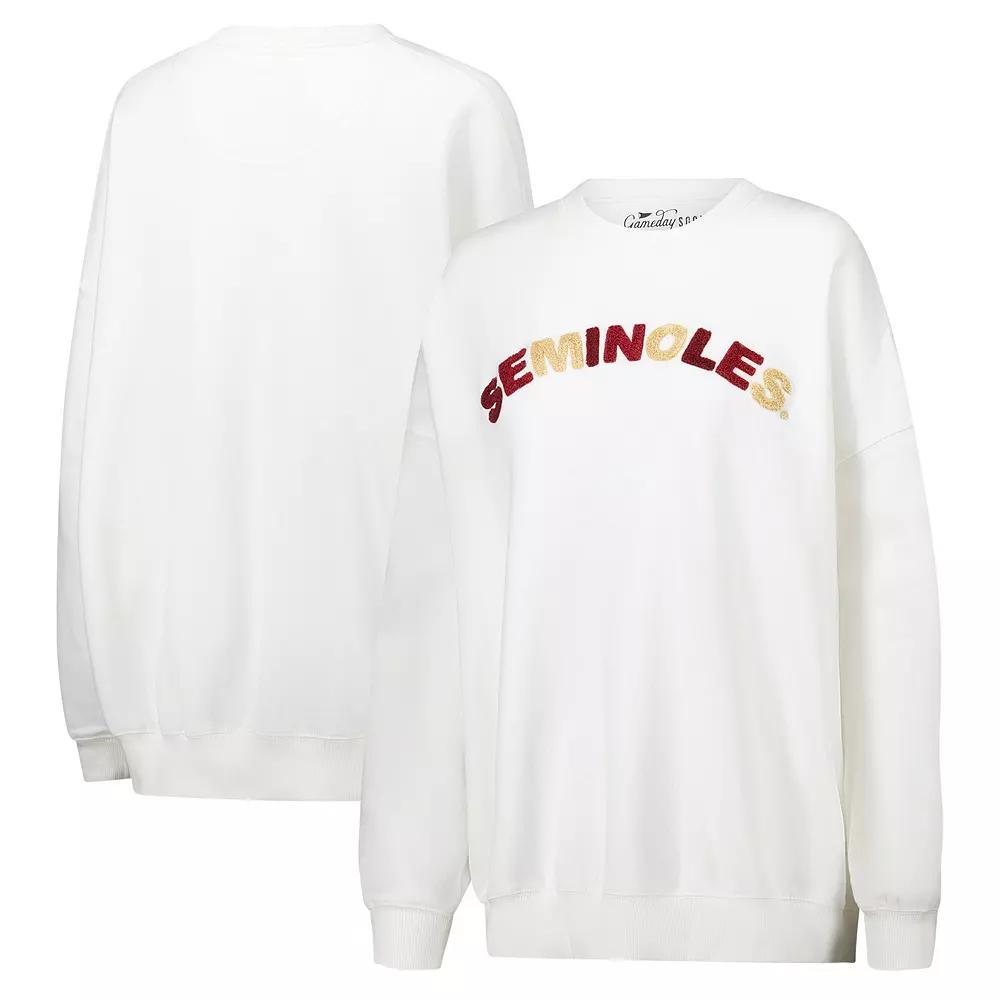 Women's Gameday Social  White Florida State Seminoles Charlie Rainbow Chenille Arch Pullover Sweatshirt, Size: Large Product Image