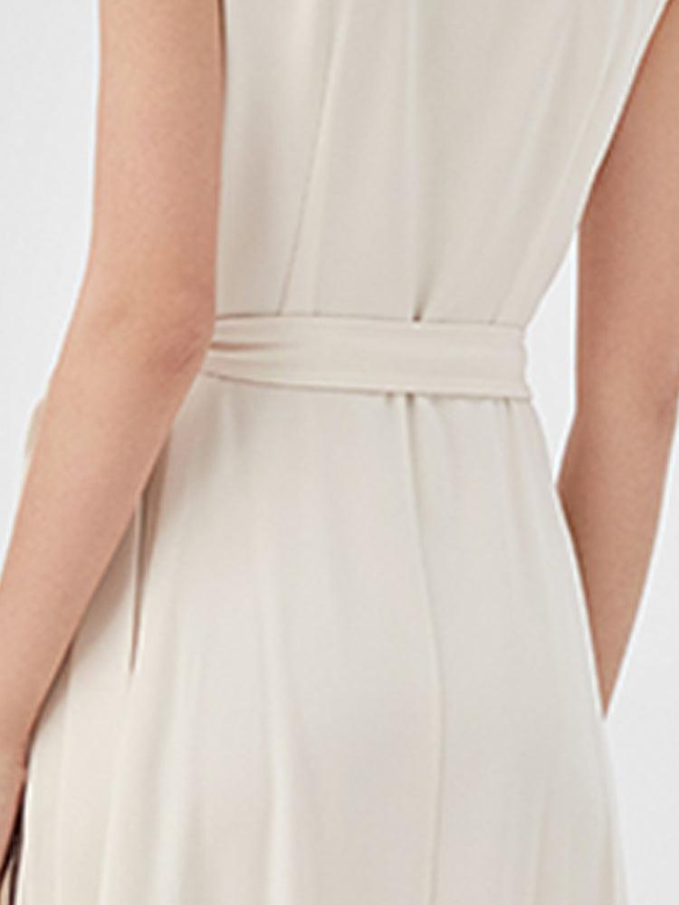 Triacetate Asymmetrical Gathered Waist Maxi Dress Product Image