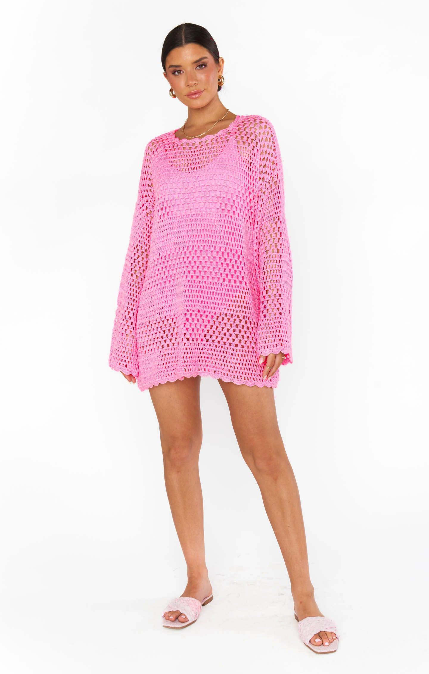 Paula Pullover ~ Bubblegum Pink Crochet Product Image