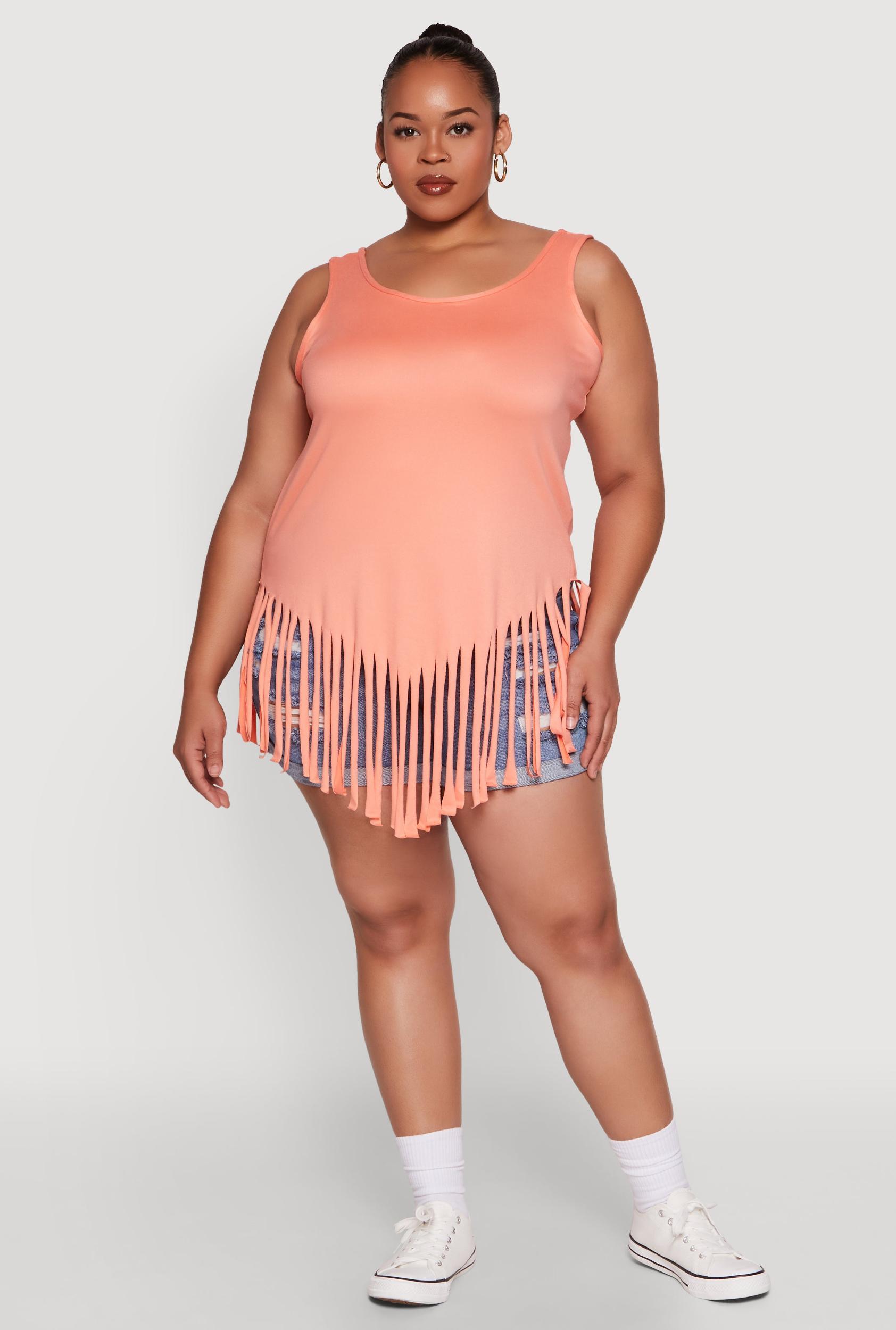 Womens Plus Size Fringe Hem Tank Top Product Image