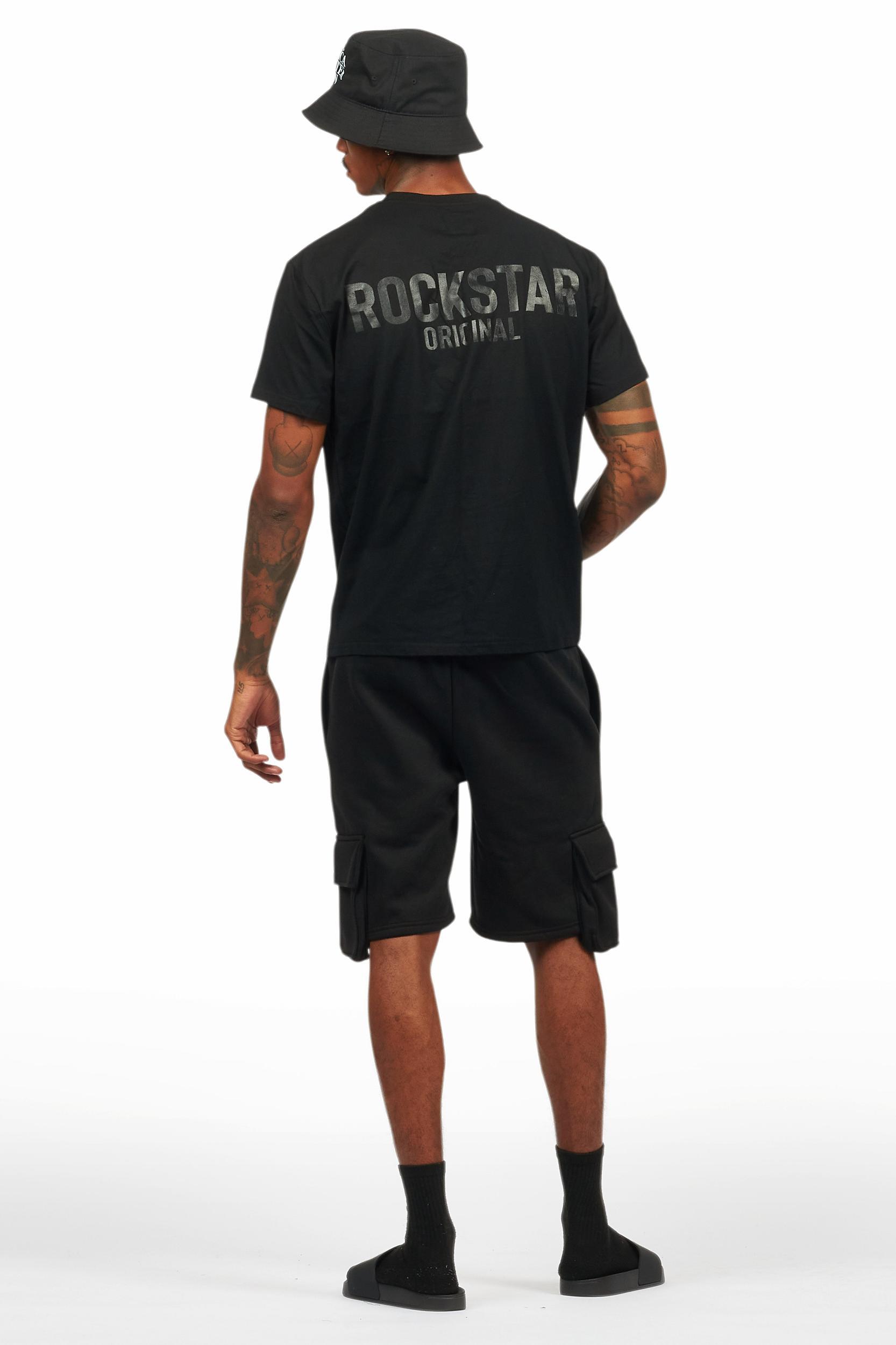 Sana Black/Black T-Shirt Cargo Shorts Set Male Product Image